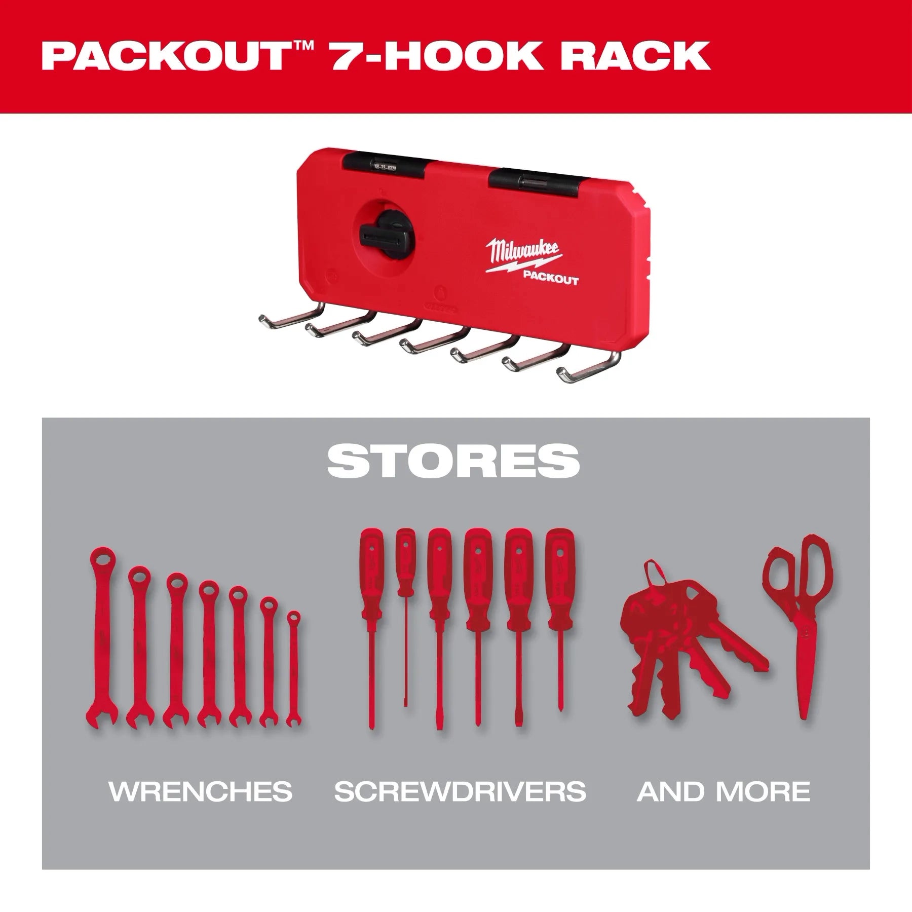 Milwaukee Support à 7 crochets PACKOUT™ 48-22-8329