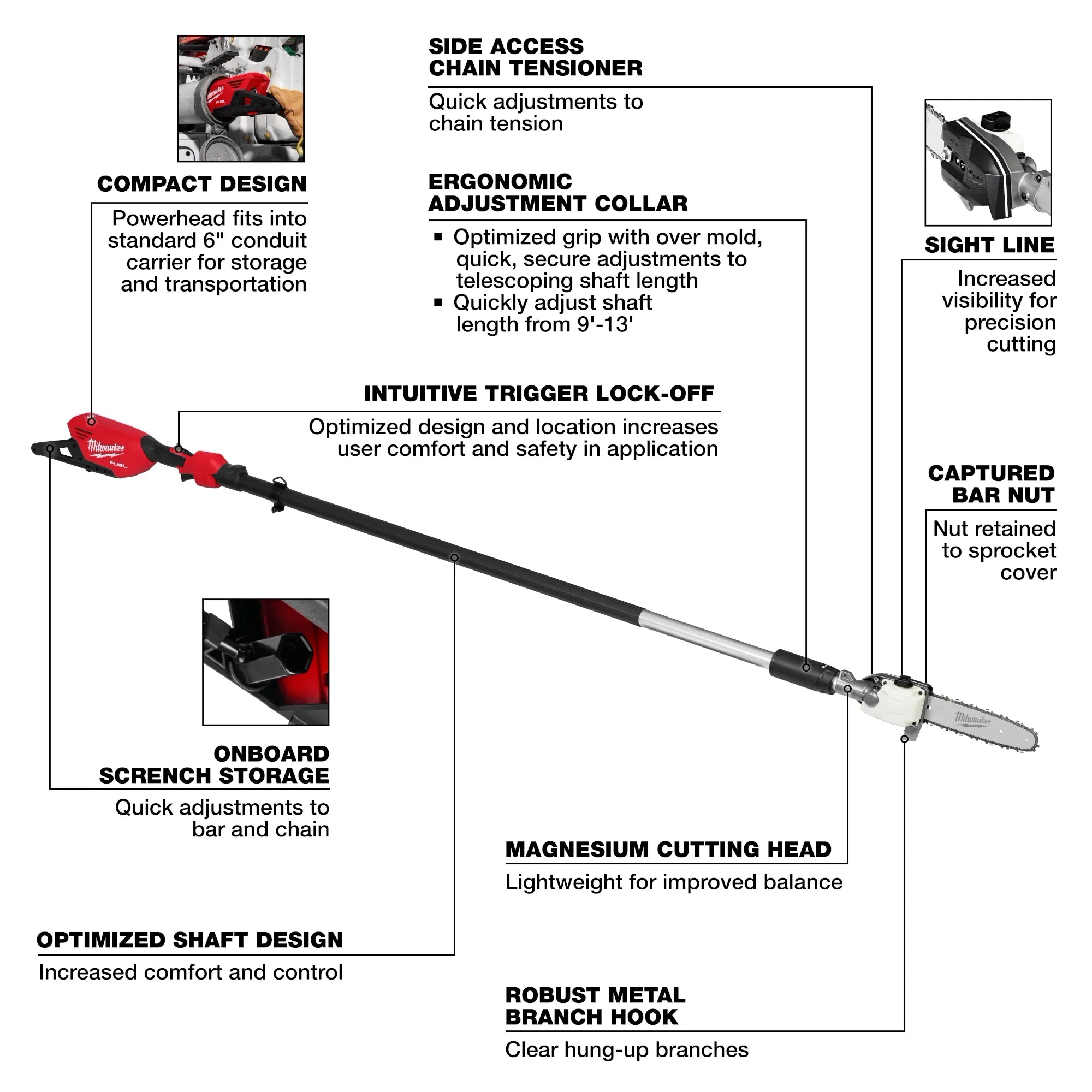 Milwaukee M18 FUEL™ Telescoping Pole Saw (Tool-Only) 3013-20