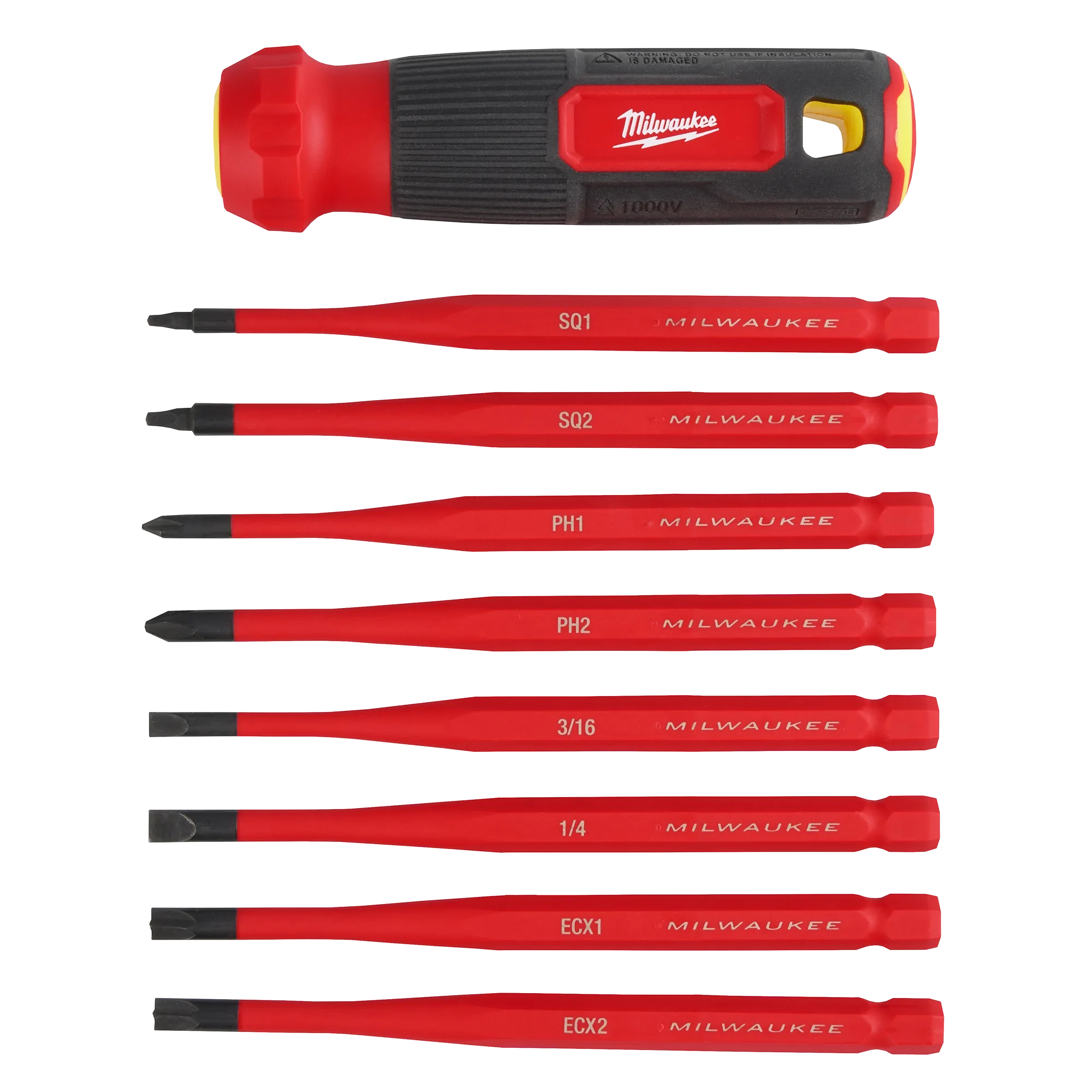 Milwaukee Tournevis multi-embouts à pointe fine isolé 1000V 8-en-1 48-22-2218