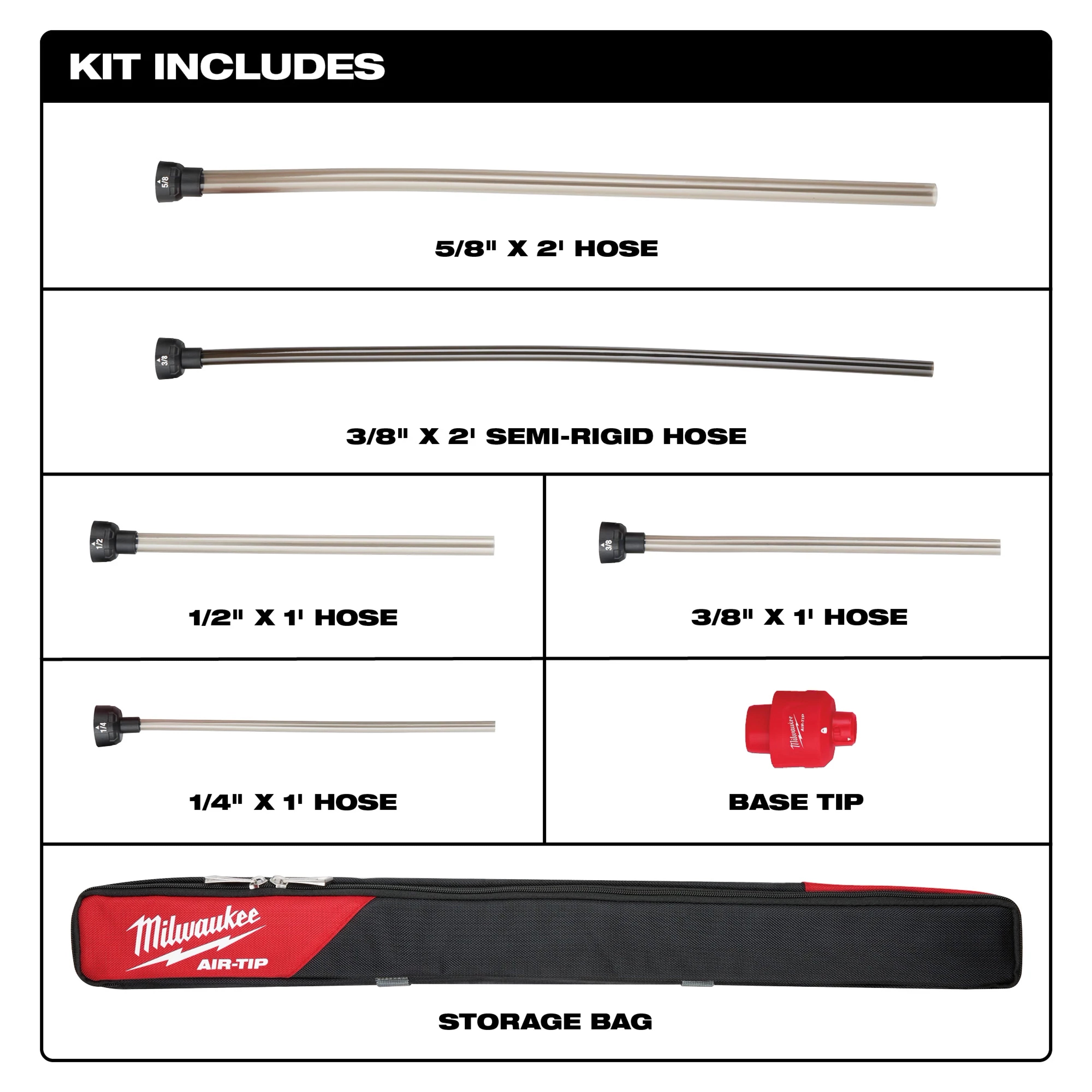 Milwaukee Ensemble de micro‑tube flexible à longue portée AIR‑TIP™ 49-90-2037
