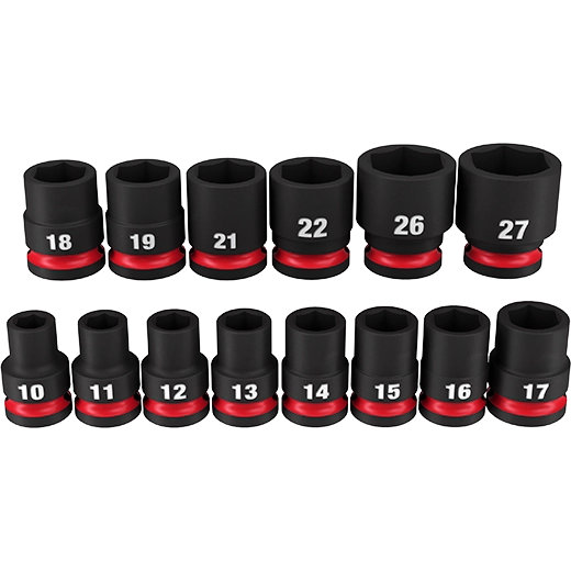 Milwaukee Kit de 14 douilles métriques standard 6 points 1/2" Drive Impact Duty™ SHOCKWAVE 49-66-7013