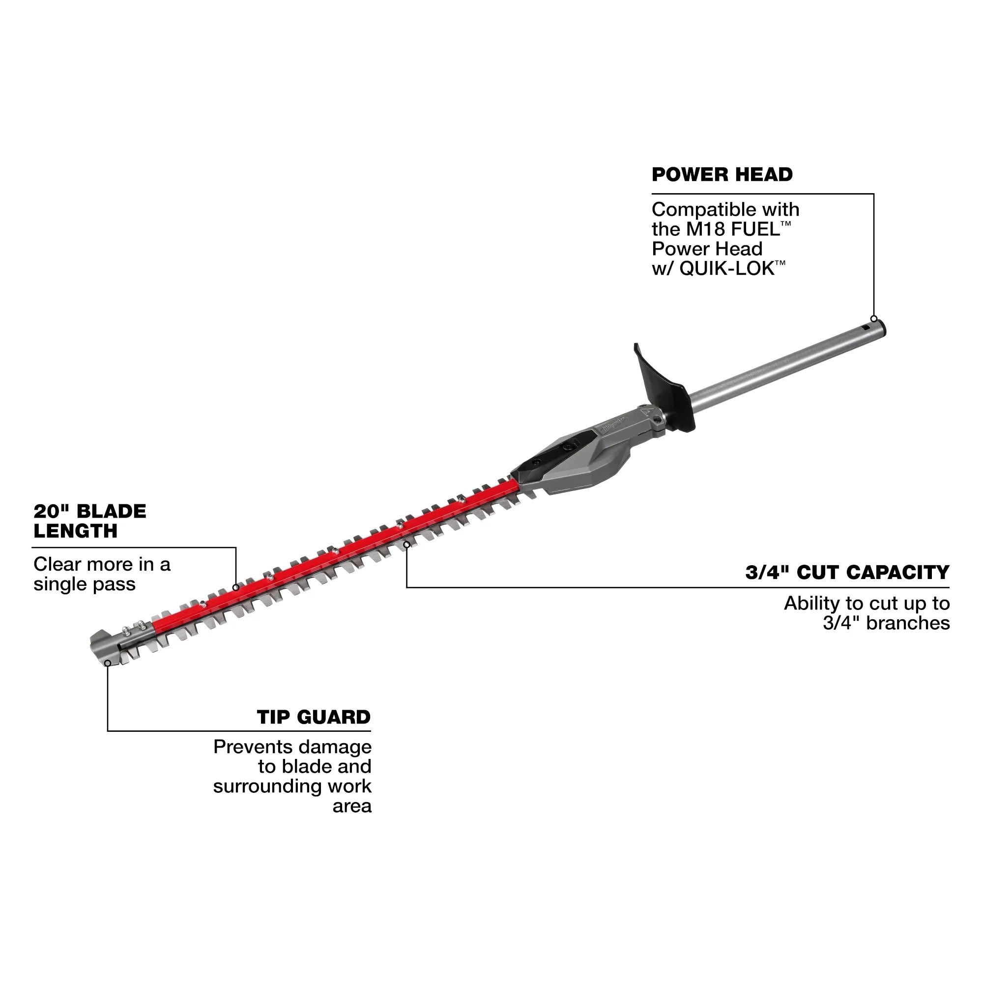 Milwaukee M18 FUEL™ QUIK-LOK™ Hedge Trimmer Attachment 49-16-2796