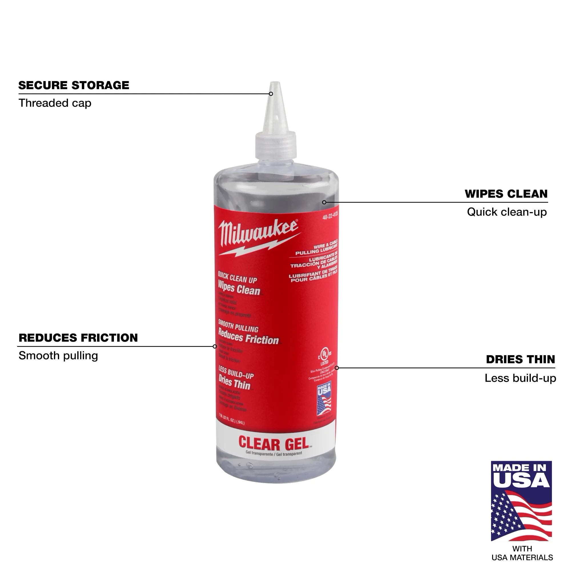 Milwaukee Lubrifiant gel transparent pour tirage de fils et câbles 48-22-4135