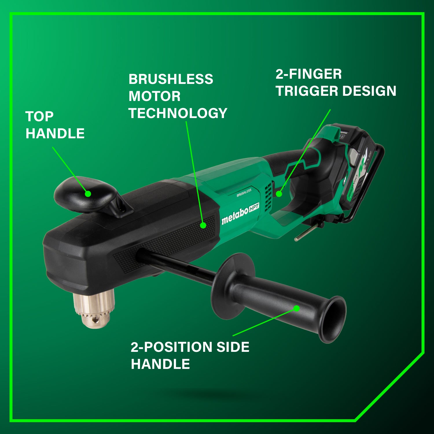 Metabo HPT Perceuse à angle droit 1/2" haute puissance 36V MultiVolt™ sans fil | Metabo HPT D36DYA D36DYA
