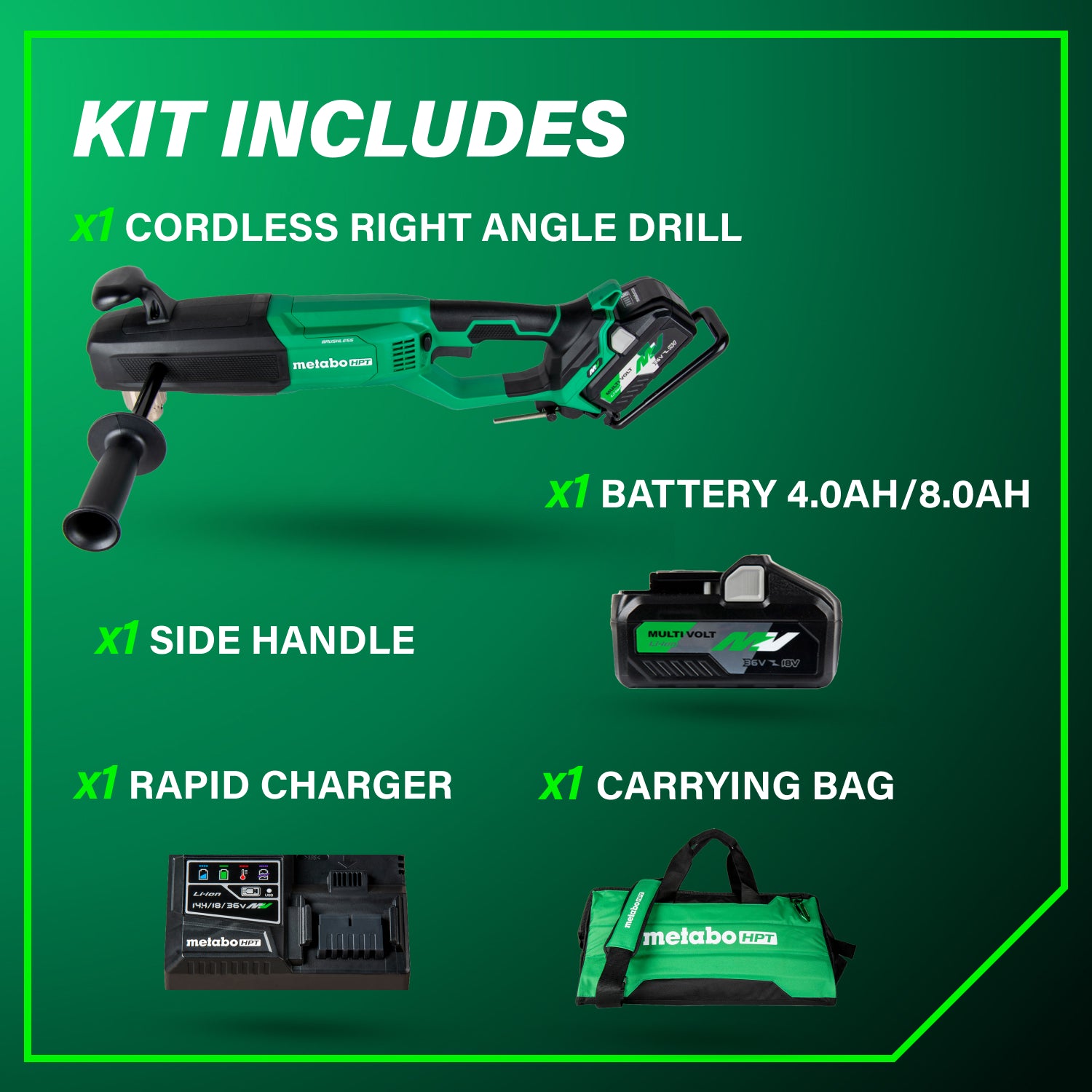 Metabo HPT Perceuse à angle droit 1/2" haute puissance 36V MultiVolt™ sans fil | Metabo HPT D36DYA D36DYA