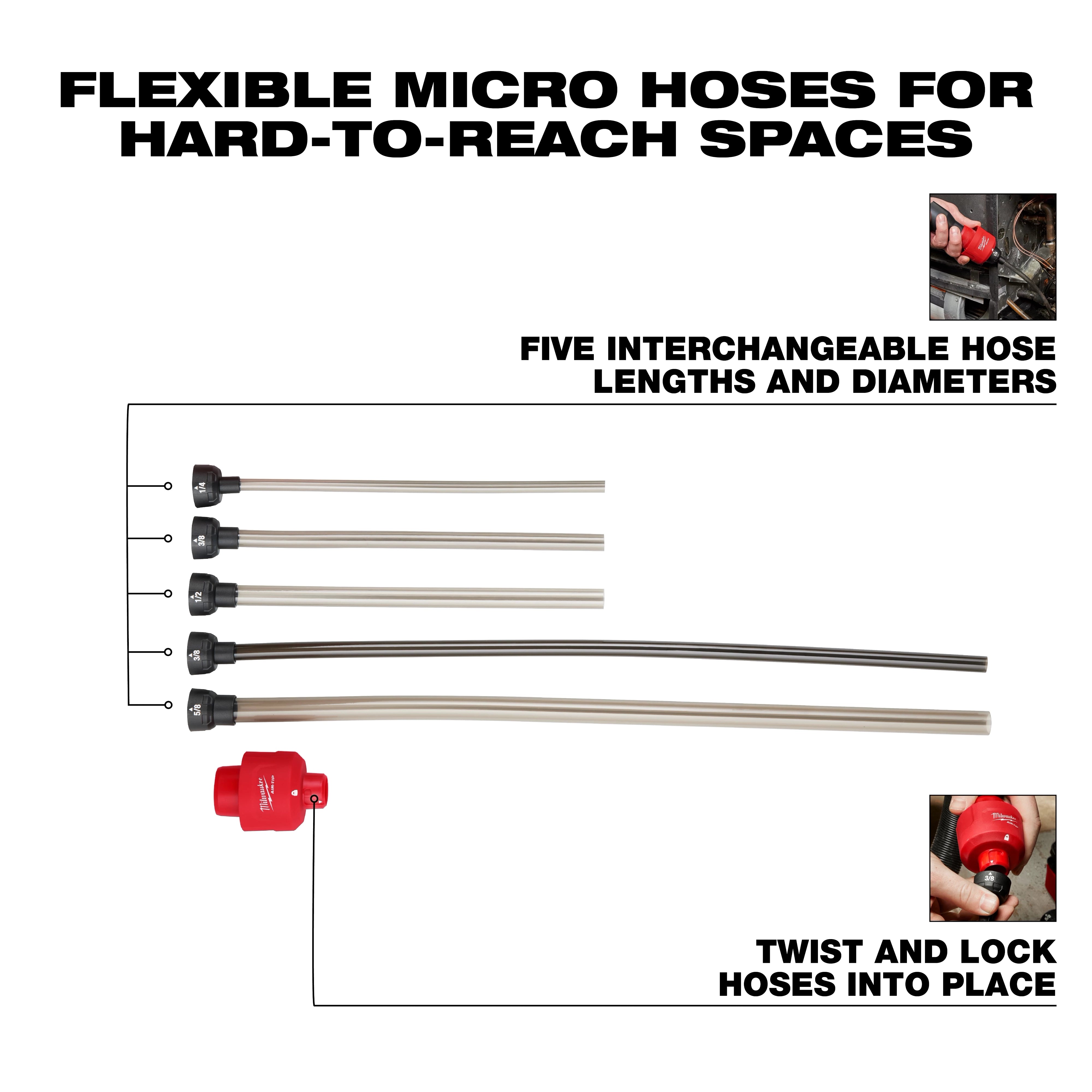 Milwaukee Ensemble de micro‑tube flexible à longue portée AIR‑TIP™ 49-90-2037
