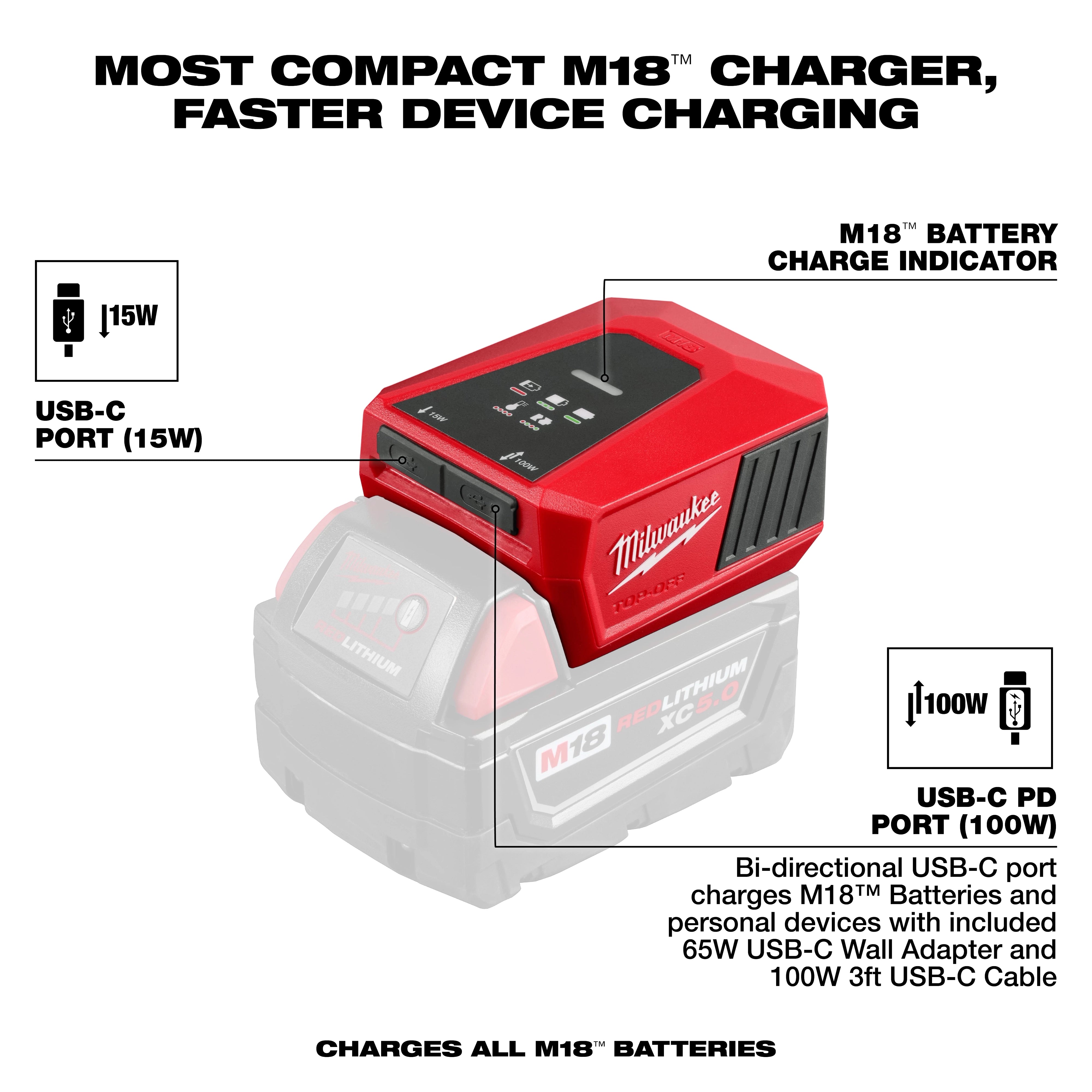 Milwaukee Chargeur & alimentation TOP-OFF™ M18™ 2847-20