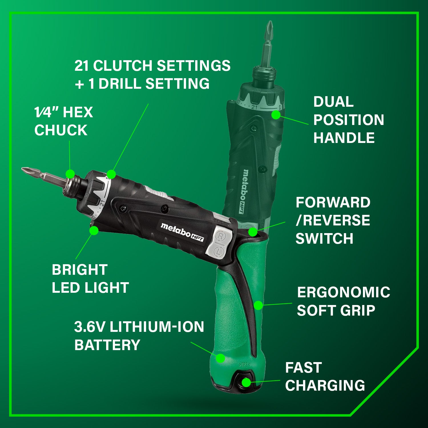 Metabo HPT 3.6V Lithium Ion Screwdriver 1.5Ah DB3DL2