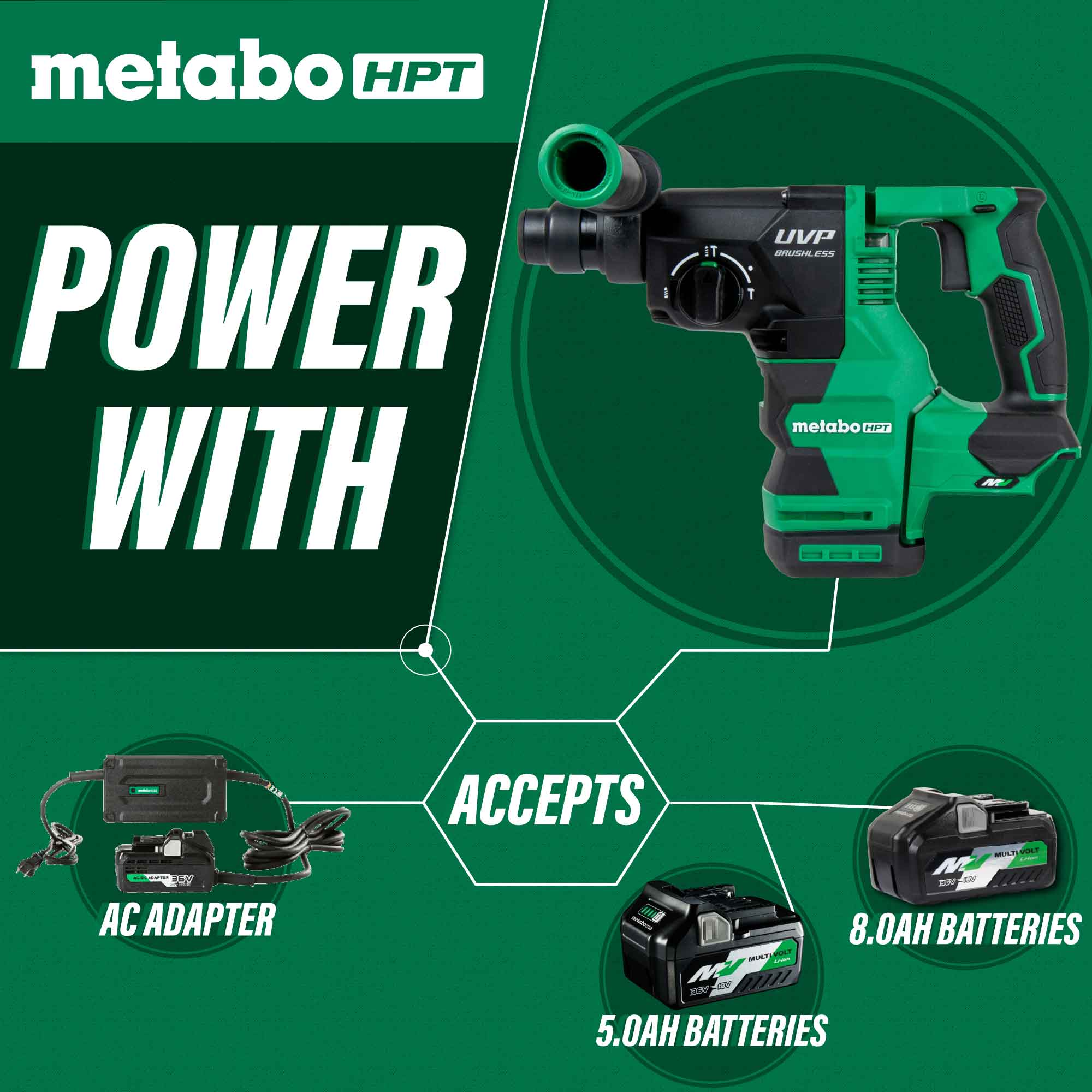 Metabo HPT Marteau perforateur SDS Plus 1-1/8" 36 V MultiVolt™ avec UVP (corps d'outil uniquement) | Metabo HPT DH3628DAQ4 DH3628DAQ4