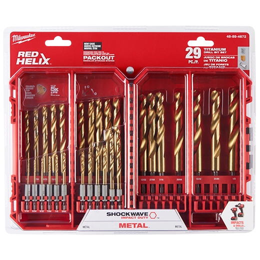 Milwaukee Set de forets titane RED HELIX™ SHOCKWAVE Impact Duty™ - 29 pièces 48-89-4672