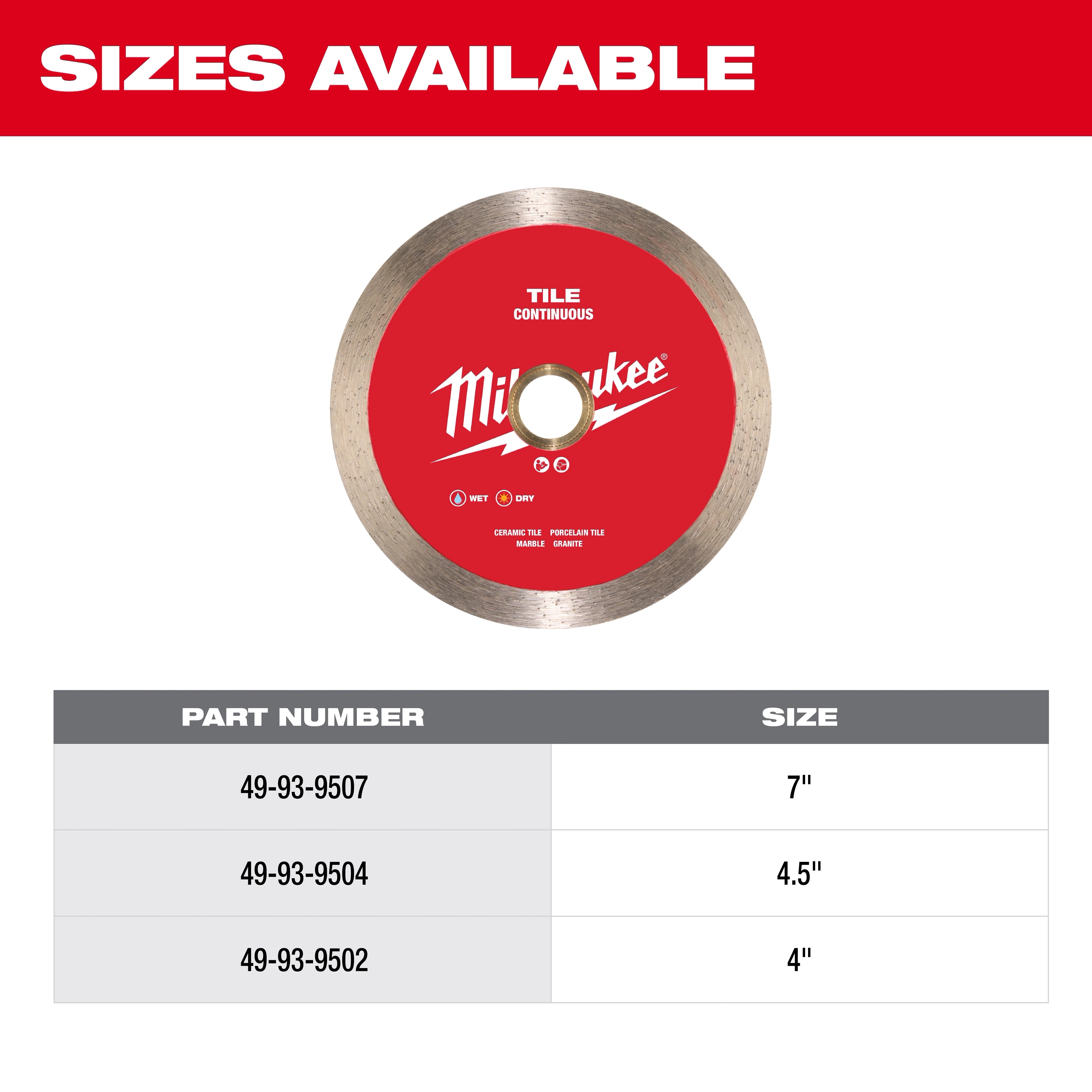Milwaukee Continuous Tile Diamond Blade 49-93-9504