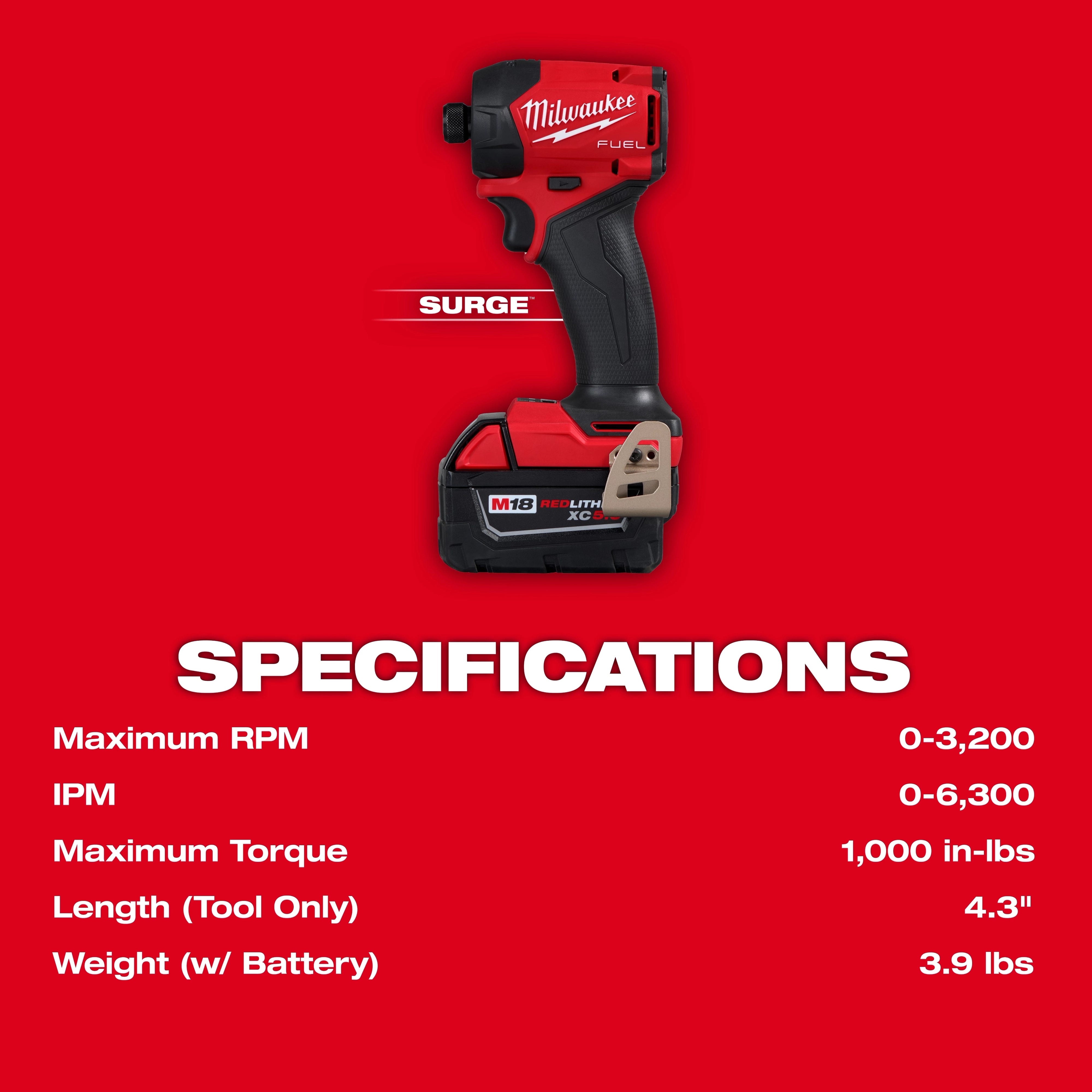 Milwaukee Kit de perceuse à chocs hydraulique hexagonale 1/4" M18 FUEL™ SURGE™ 2761-22