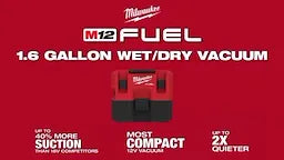 Milwaukee Aspirateur humide/sec M12 FUEL™ 1.6 Gallon 0960-20
