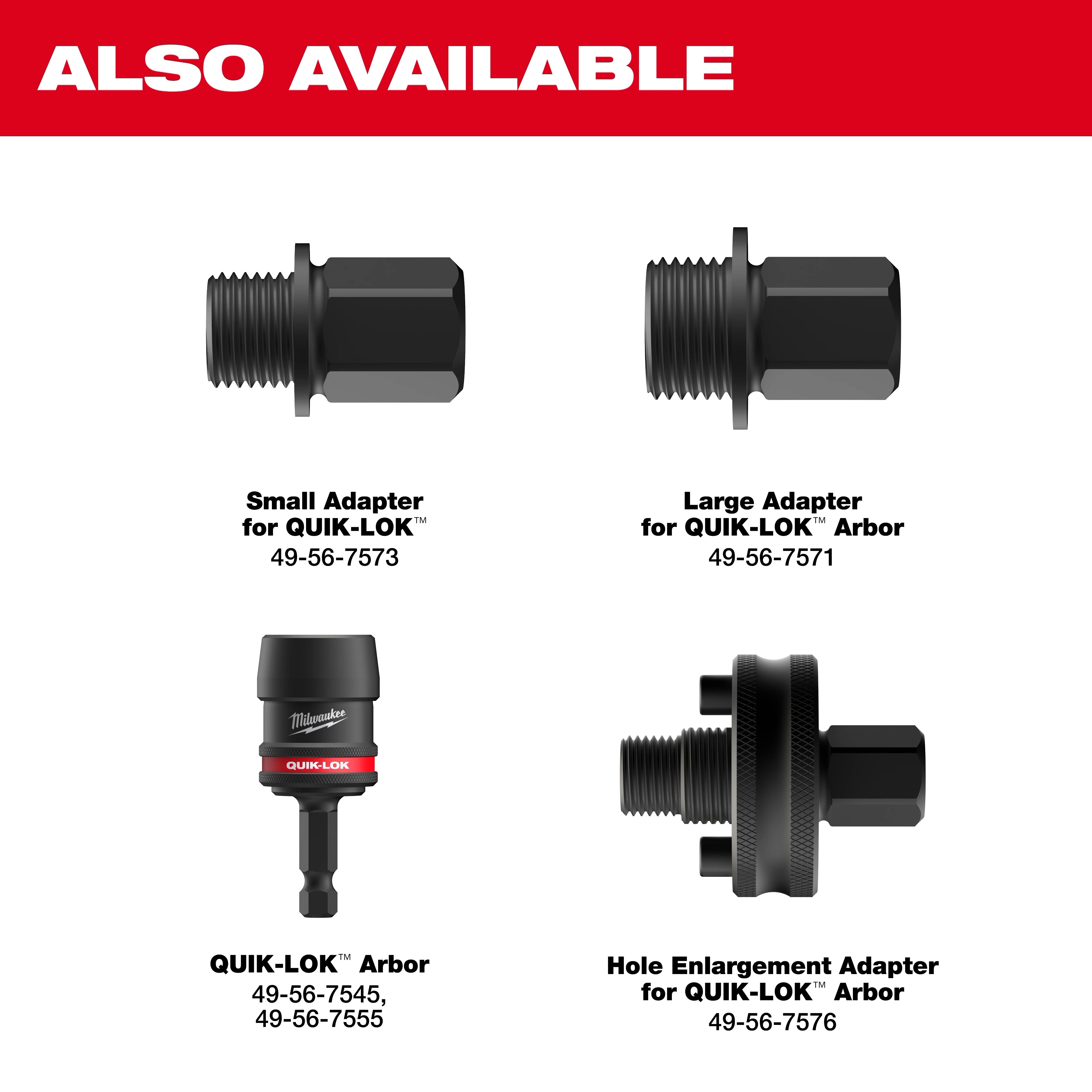 Milwaukee Lot de 2 adaptateurs d'axe à filetage large pour arbres QUIK-LOK™ 49-56-7575