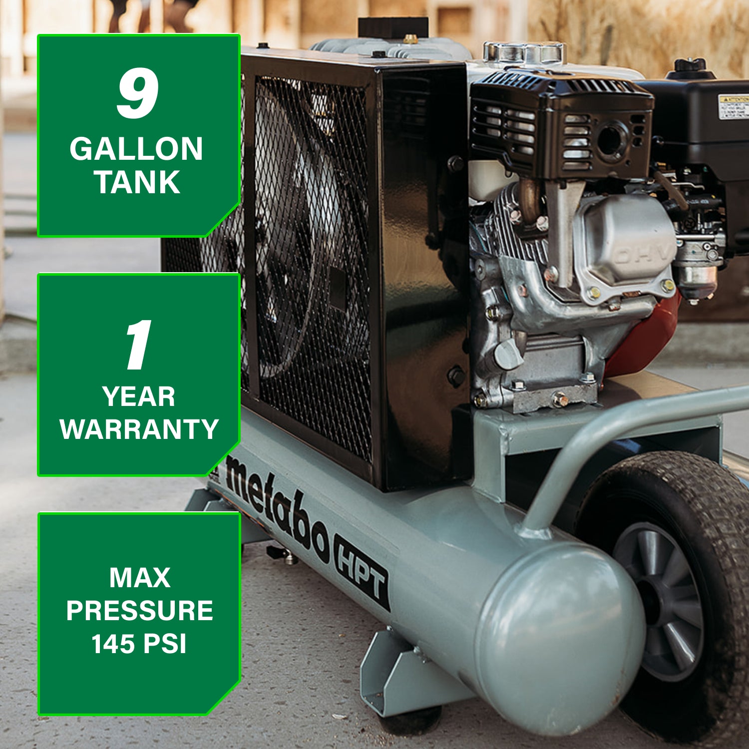 Metabo HPT The Tank XL 9-Gallon Gas Wheelbarrow Compressor EC2610EA