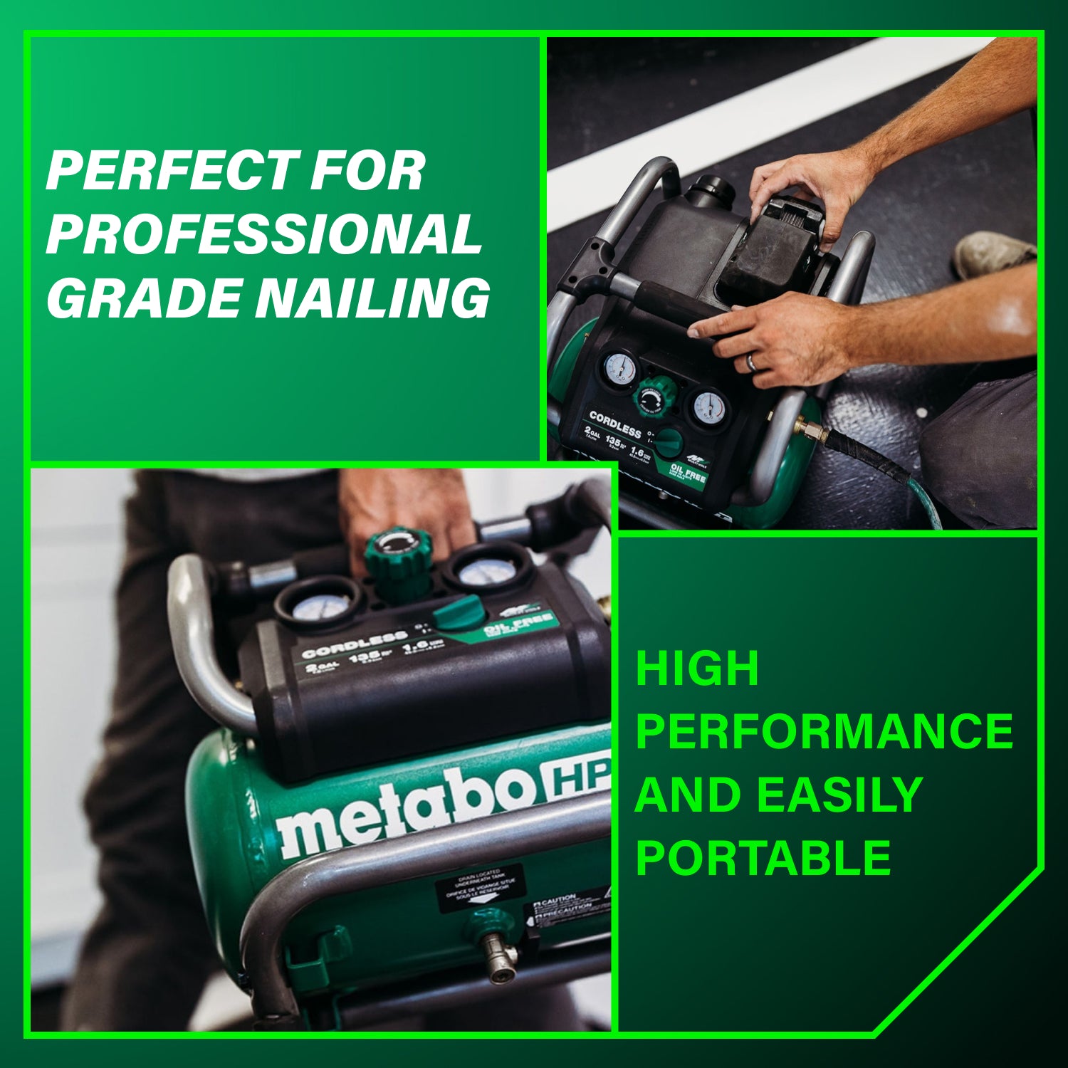 Metabo HPT 36V MultiVolt 2 Gallon Cordless Air Compressor (Tool Body Only) EC36DAQ4