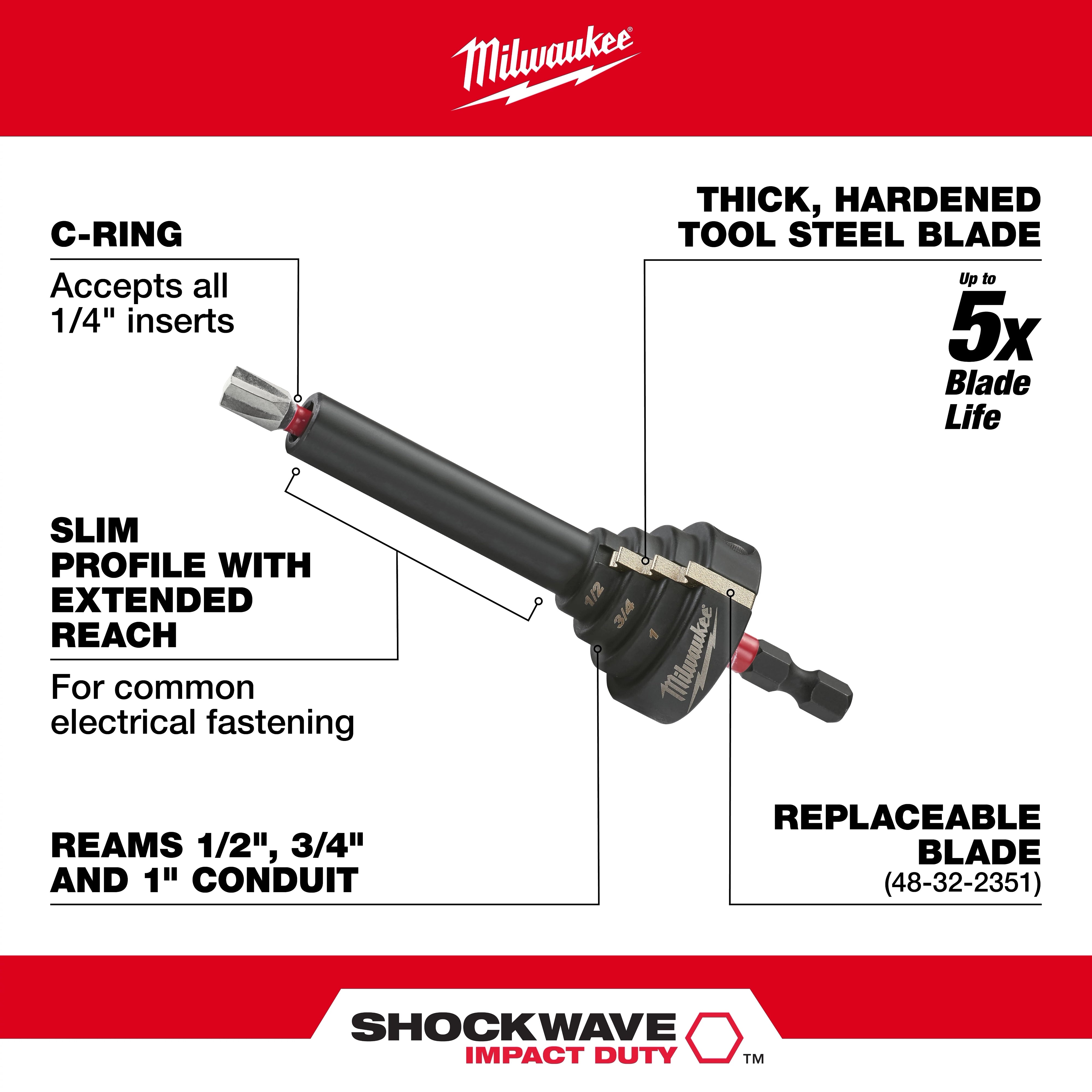 Milwaukee SHOCKWAVE™ Porte-foret d’alésage de conduit 48-32-2350