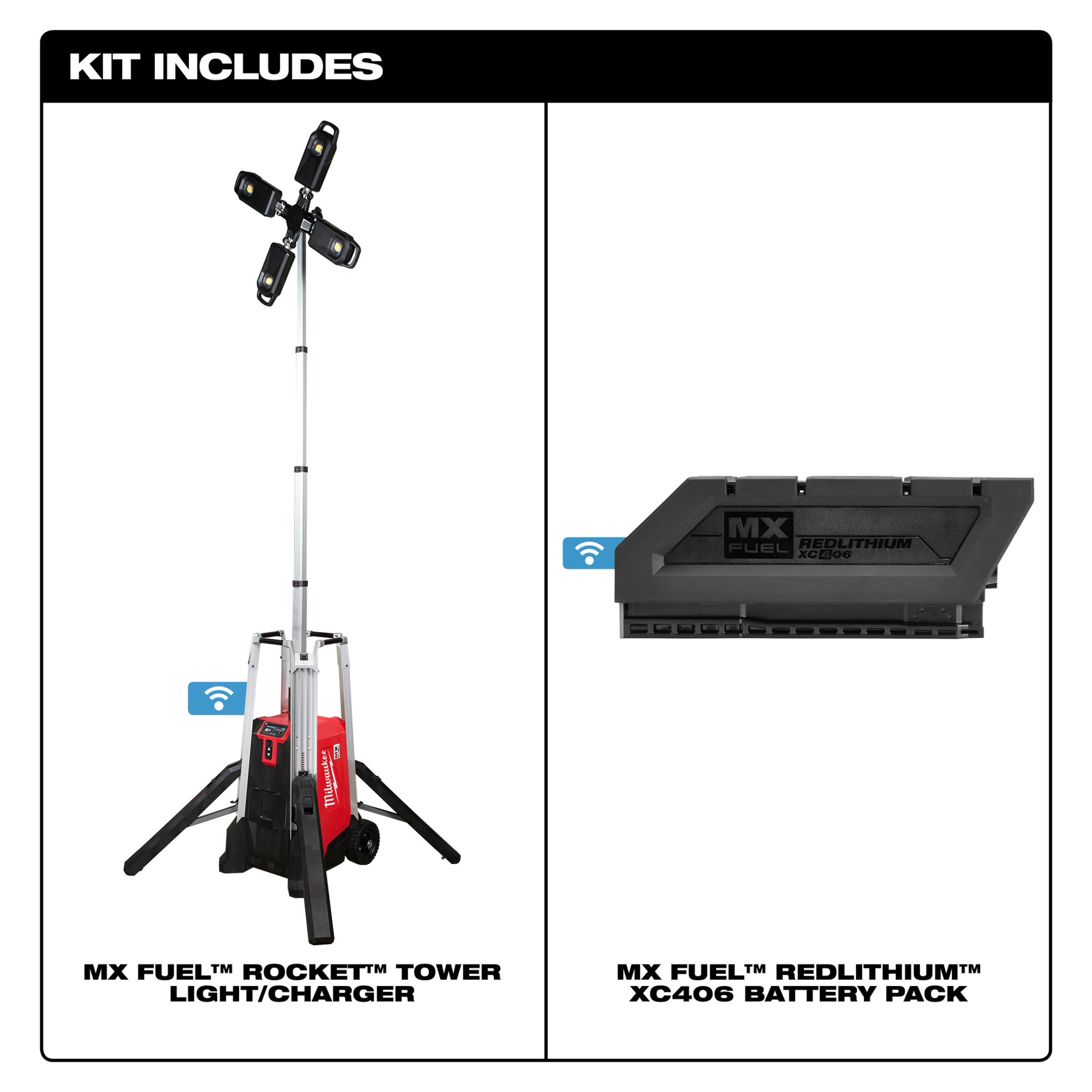 Milwaukee Kit de projecteur tour/chargeur MX FUEL™ ROCKET™ MXF041-1XC