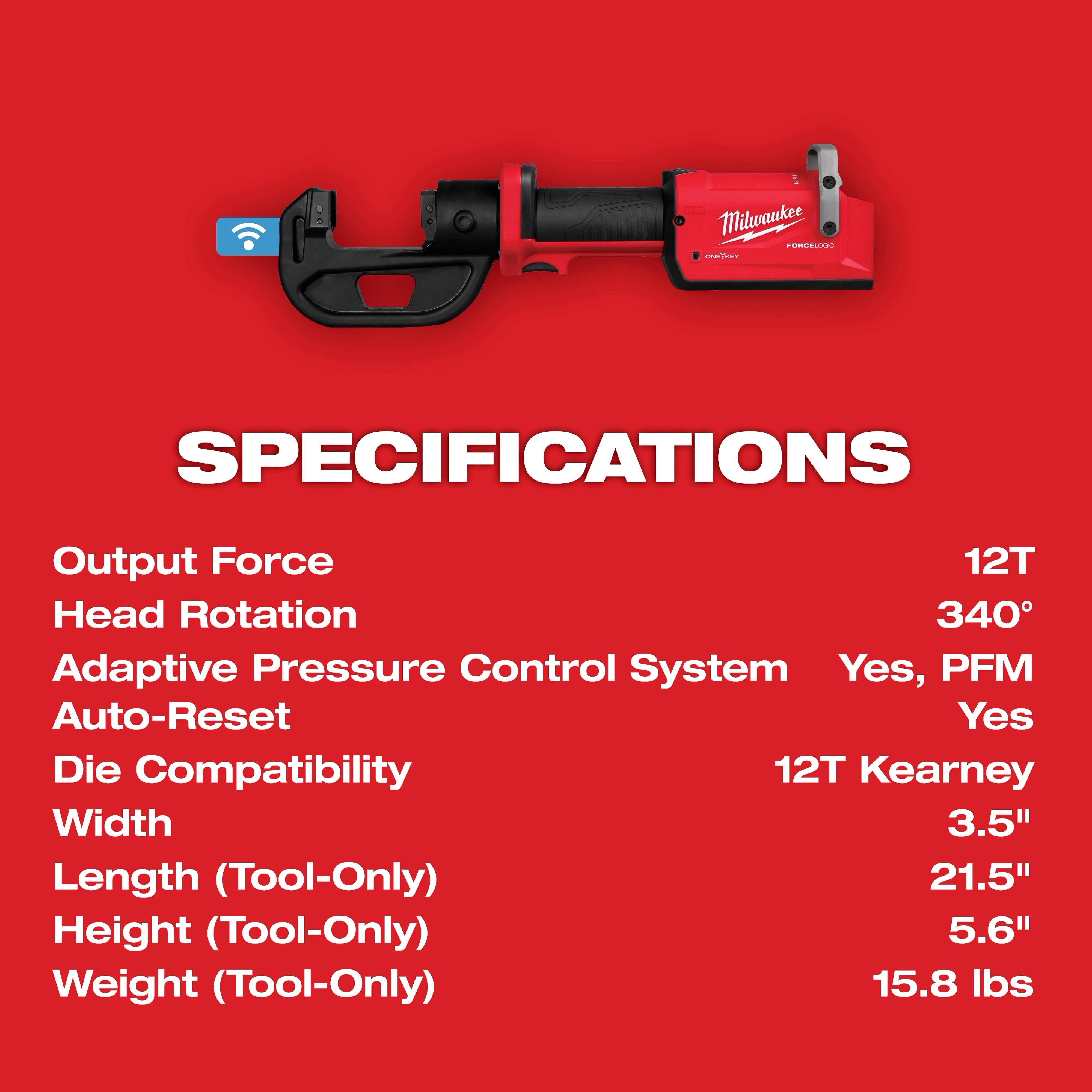 Milwaukee Pince à sertir linéaire Kearney 12T M18™ FORCE LOGIC™ 2878K-20