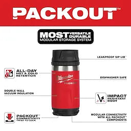 Milwaukee Bouteille isolée 12 oz PACKOUT™ avec couvercle à bec verseur 48-22-8391R