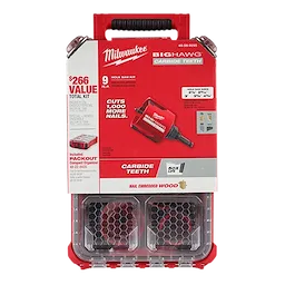 Milwaukee 9 PC BIG HAWG™ with Carbide Teeth Hole Saw Kit w/ PACKOUT™ Compact Organizer 49-56-9295