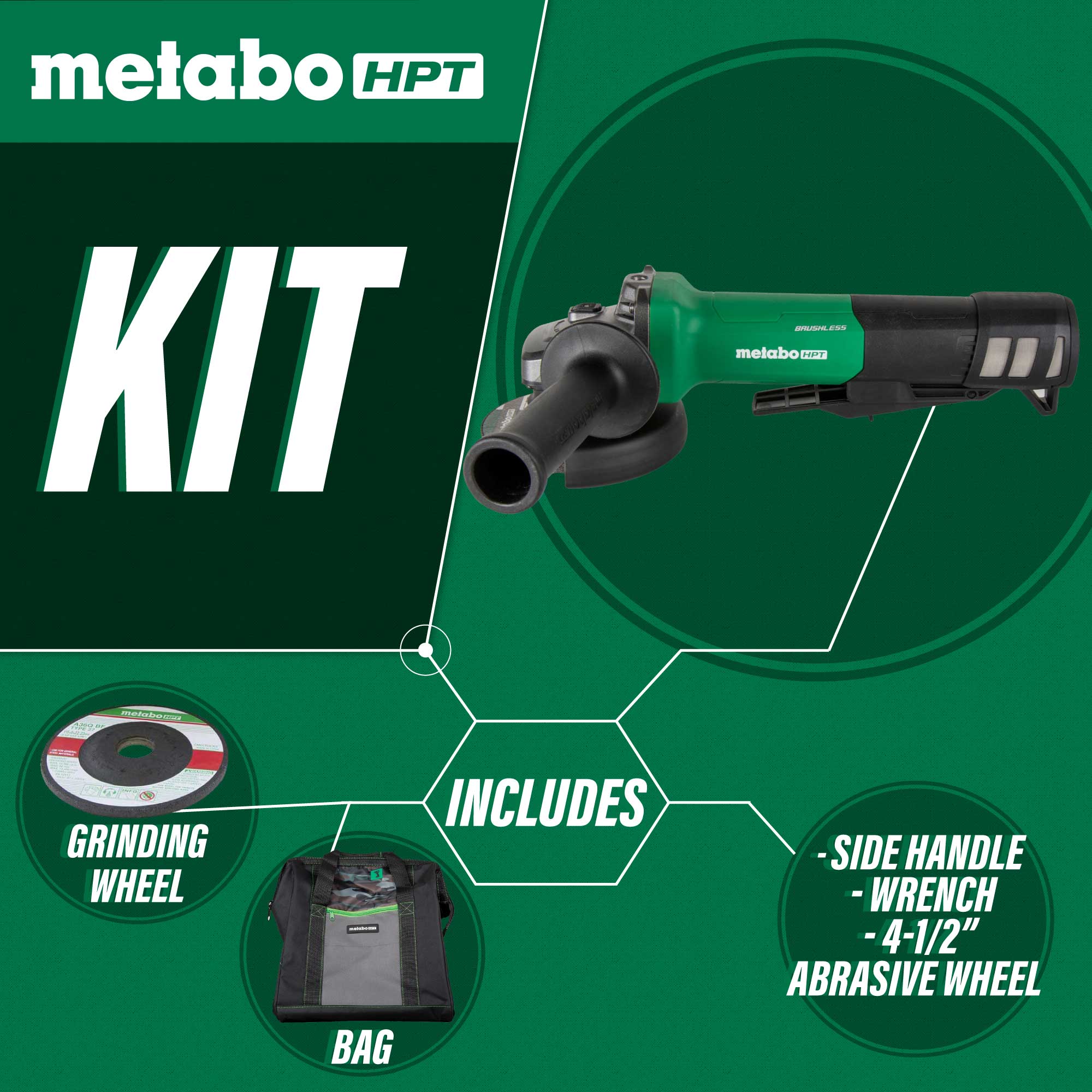 Metabo HPT Meuleuse à disque à interrupteur à palette 12 A AC sans balais 4‑1/2" avec frein | Metabo HPT G12BYEQ2 G12BYEQ2