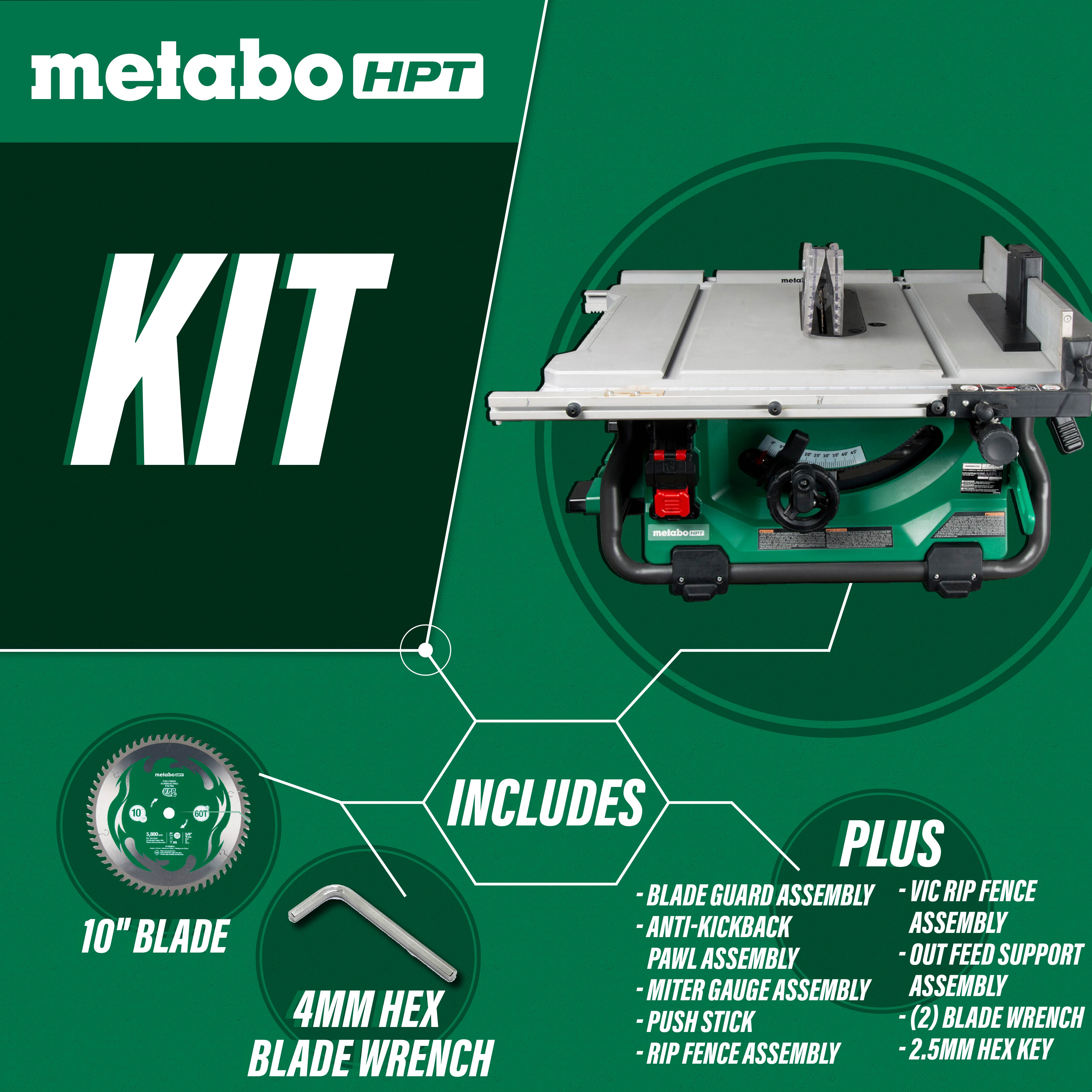 Metabo HPT Scie à table 10 pouces MultiVolt™ 36 V (corps d'outil uniquement) | Metabo HPT C3610DRJQ4 C3610DRJQ4