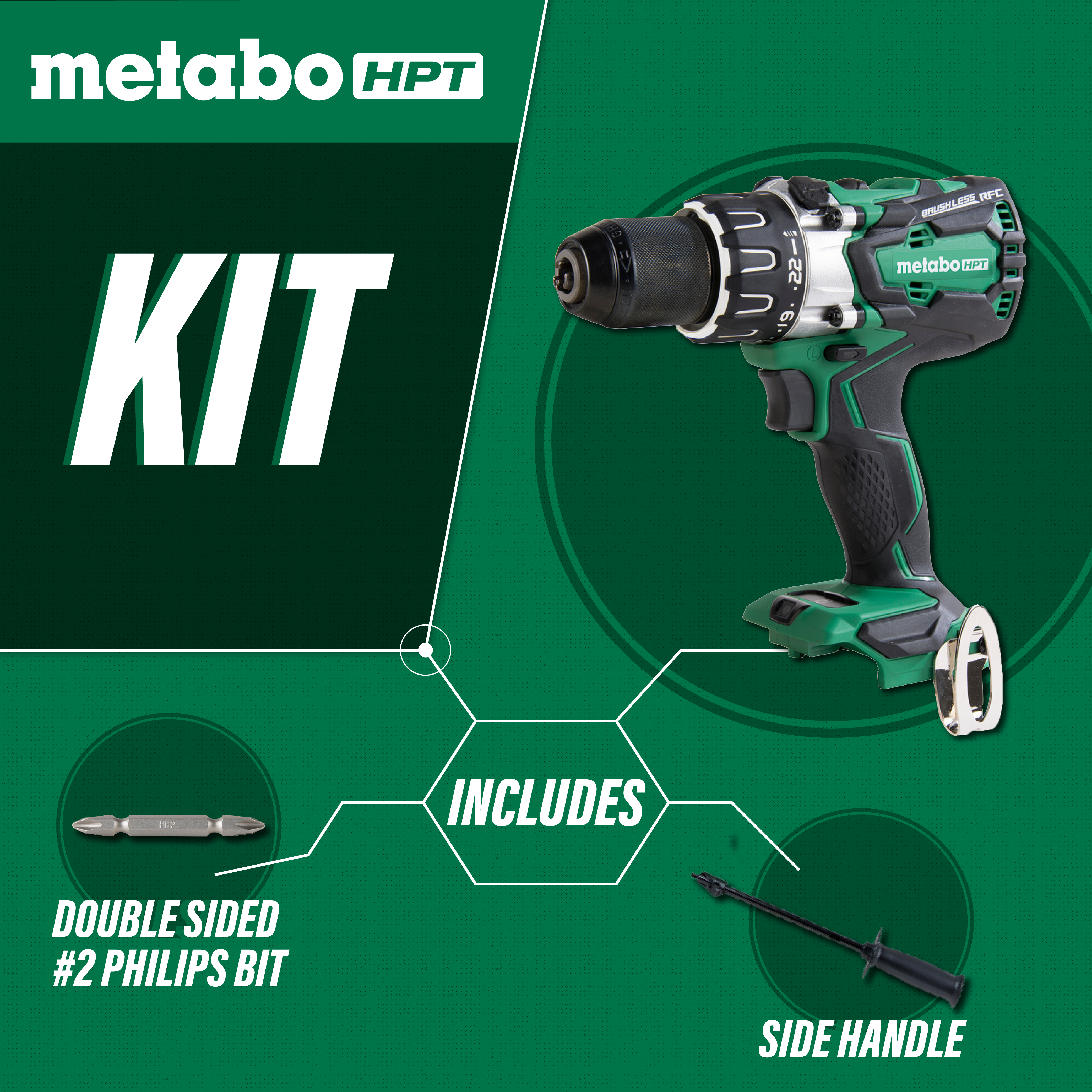 Metabo HPT Perceuse à percussion sans balais 18 V lithium‑ion (corps uniquement) | Metabo HPT DS18DBL2Q4 DS18DBL2Q4