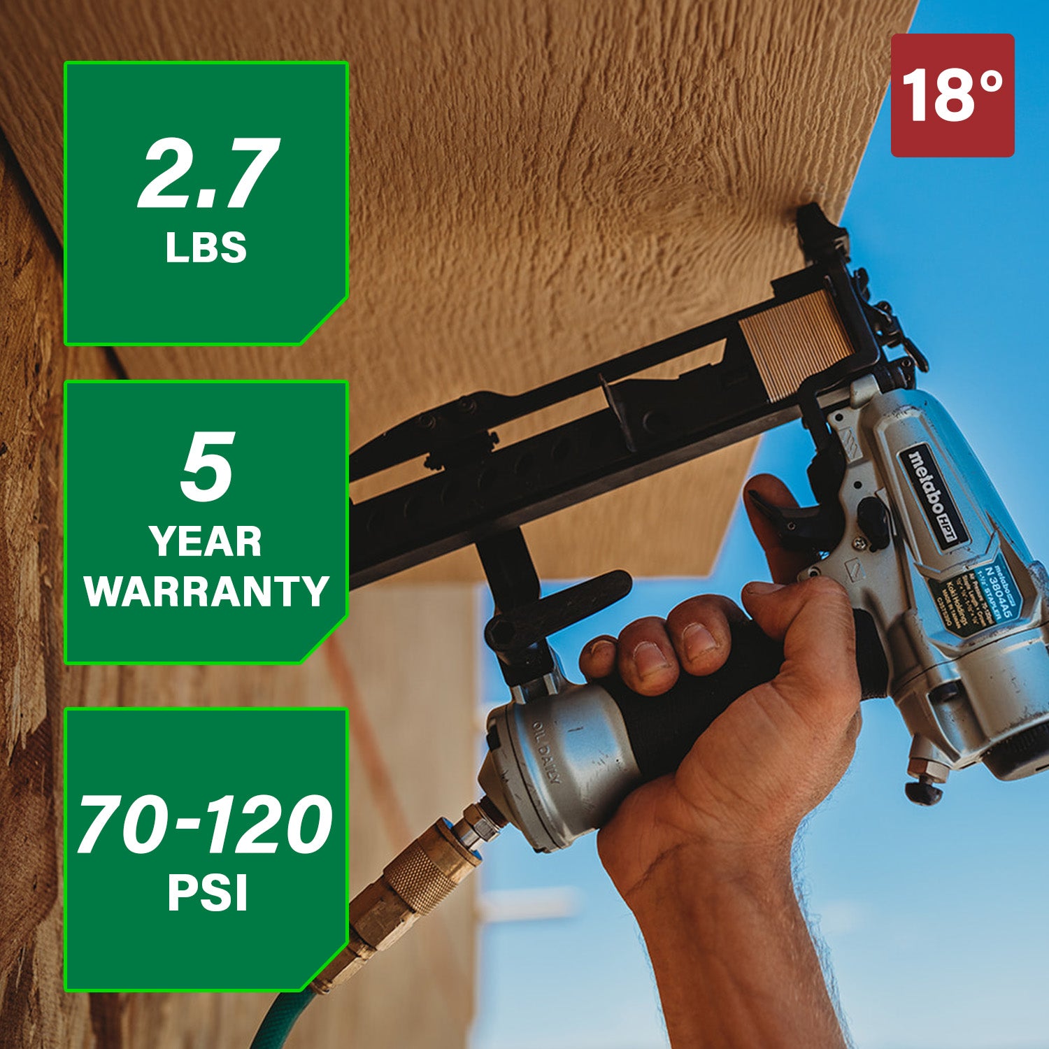 Metabo Agrafeuse de finition couronne étroite 18 gauge PRO | Metabo HPT N3804A5 N3804A5