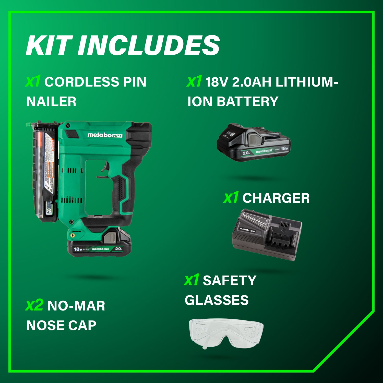 Metabo HPT Cloueuse à tête fine 23‑Gauge 18V MultiVolt™ (1×2,0 Ah) | Metabo HPT NP1835DA NP1835DA