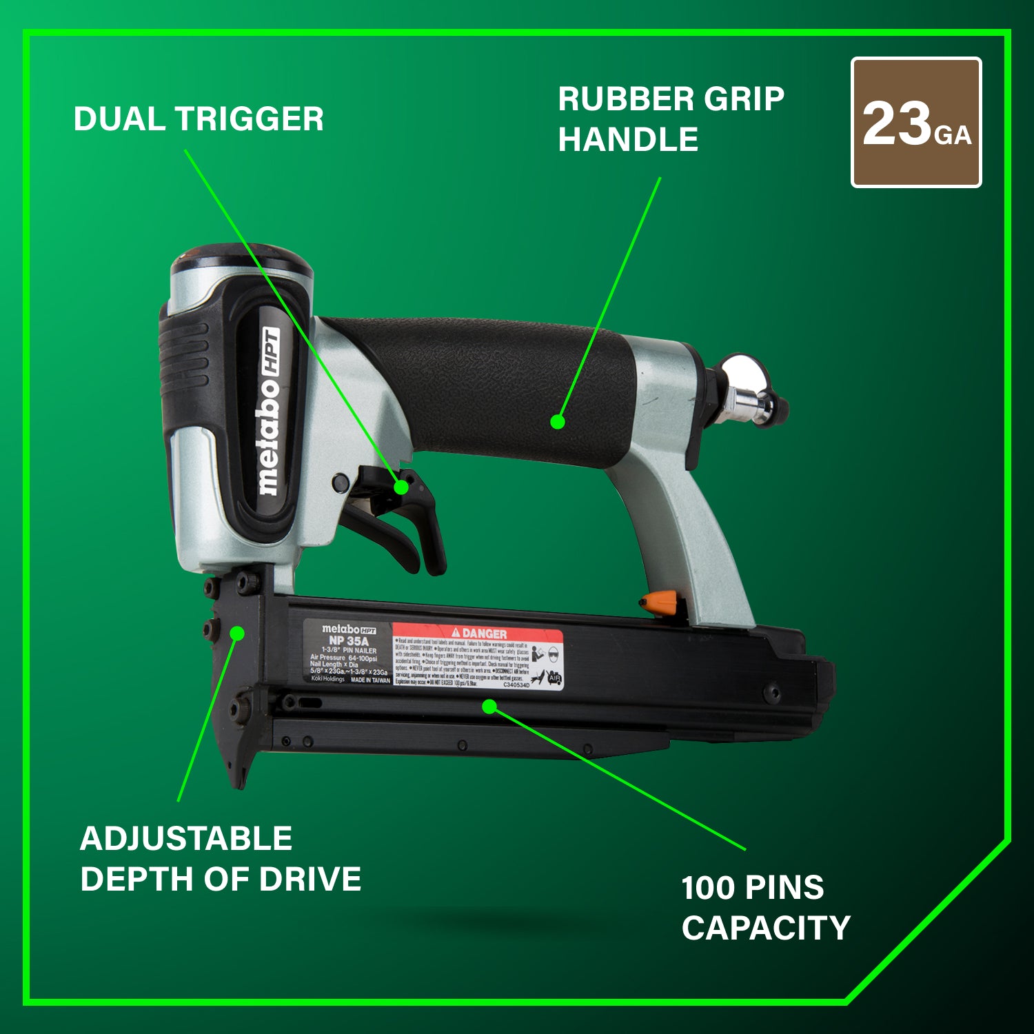 Metabo HPT Cloueuse à micro‑pins 23 gauge 1‑3/8 pouce | Metabo HPT NP35A NP35A