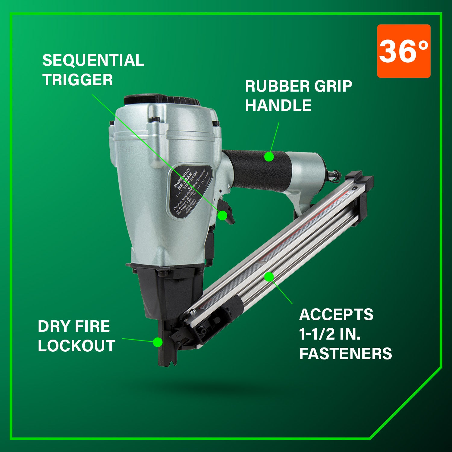 Metabo HPT Cloueuse à connecteur métallique Strap‑Tite® 36° 1‑1/2 po | Metabo HPT NR38AK NR38AK