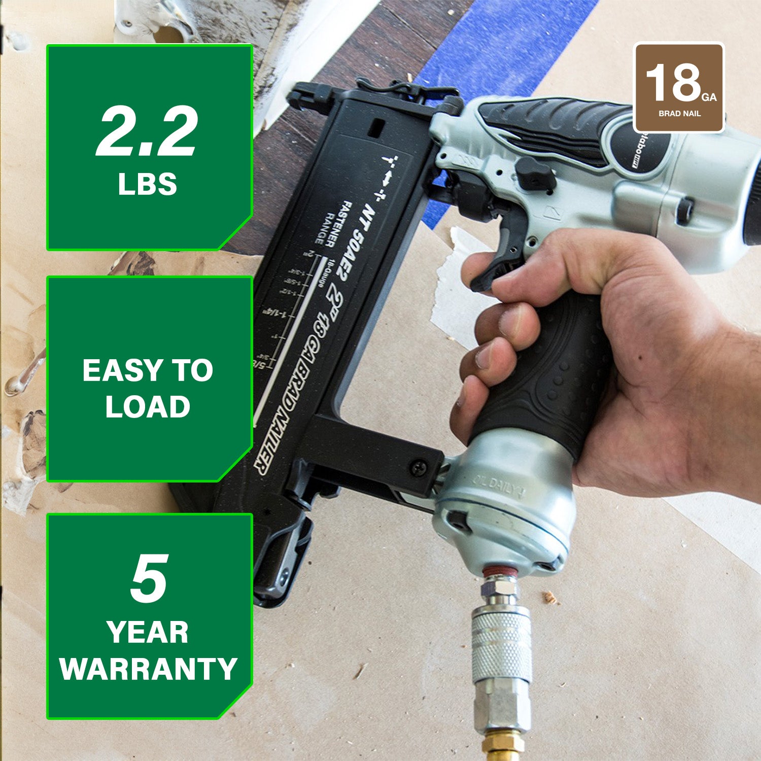 Metabo HPT Cloueuse à clous de finition 18 gauge 2 pouces | Metabo HPT NT50AE2 NT50AE2