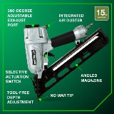Metabo HPT 2-1/2 Inch 15 Gauge Angled Finish Nailer with Air Duster NT65MA4