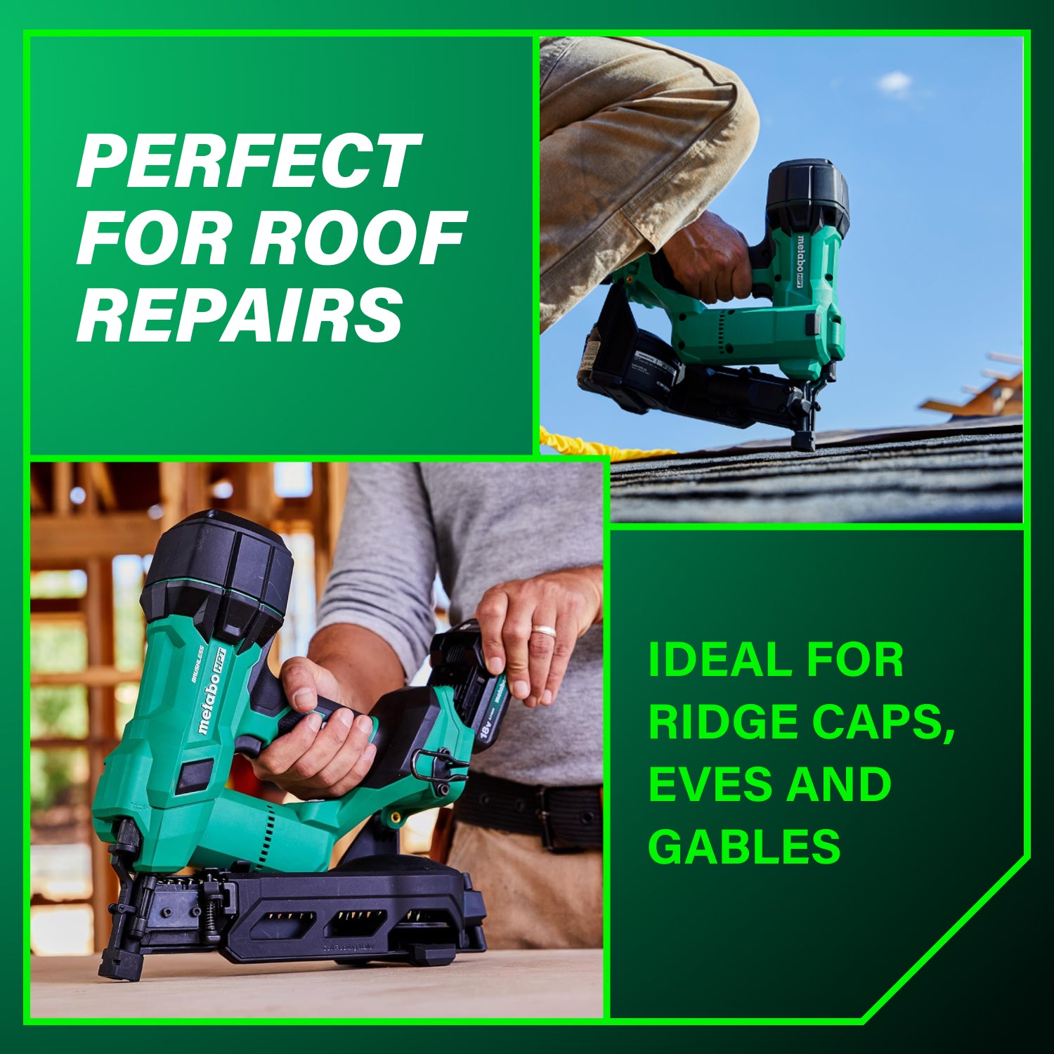 Metabo HPT Cloueuse à toiture à bobine sans balais MultiVolt™ 18 V 1‑3/4" (1 × 2,0 Ah) | Metabo HPT NV1845DA NV1845DA