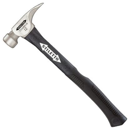Marteau Stiletto de 12 oz à tête en titane et face gaufrée, manche hybride en fibre de verre de 16 po – TI12MC-F
