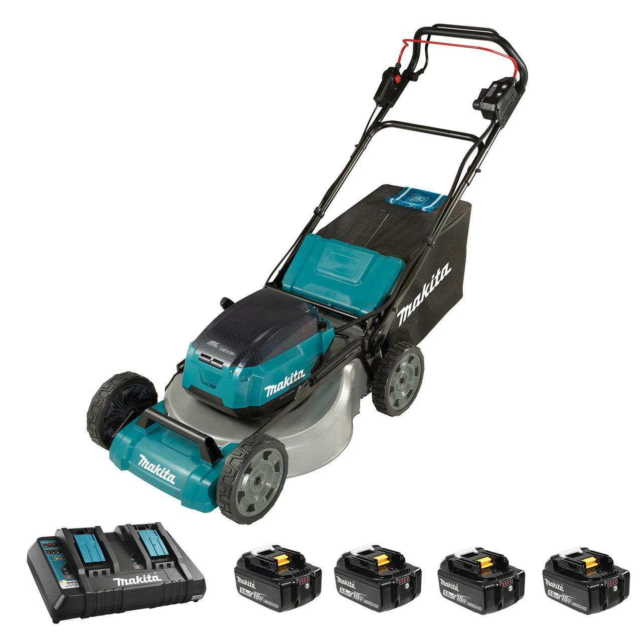 Makita Tondeuse à gazon autopropulsée 21 po sans balai 36V(18Vx2) LXT, ensemble 5,0Ah x4 DLM536PT4