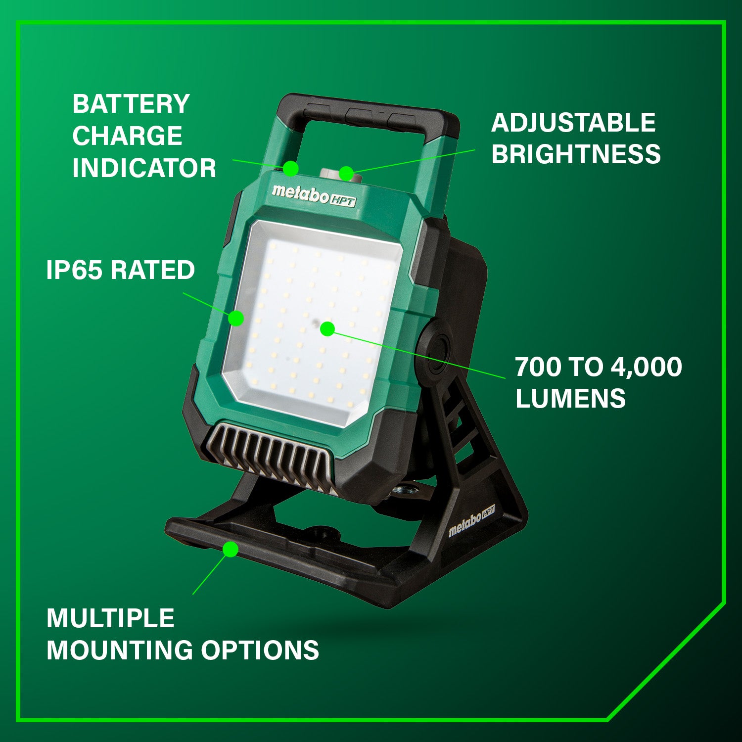 Metabo HPT Lampe de travail LED 4 000 lumens sans fil 18 V MultiVolt (corps d'outil uniquement) | Metabo HPT UB18DCQ4 UB18DCQ4