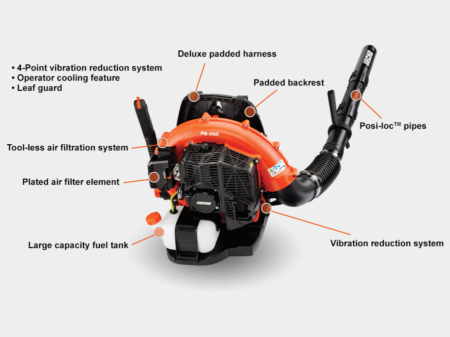 Echo 58.2 cc 510 CFM Backpack Blower with Hip-Mounted Throttle PB-580H