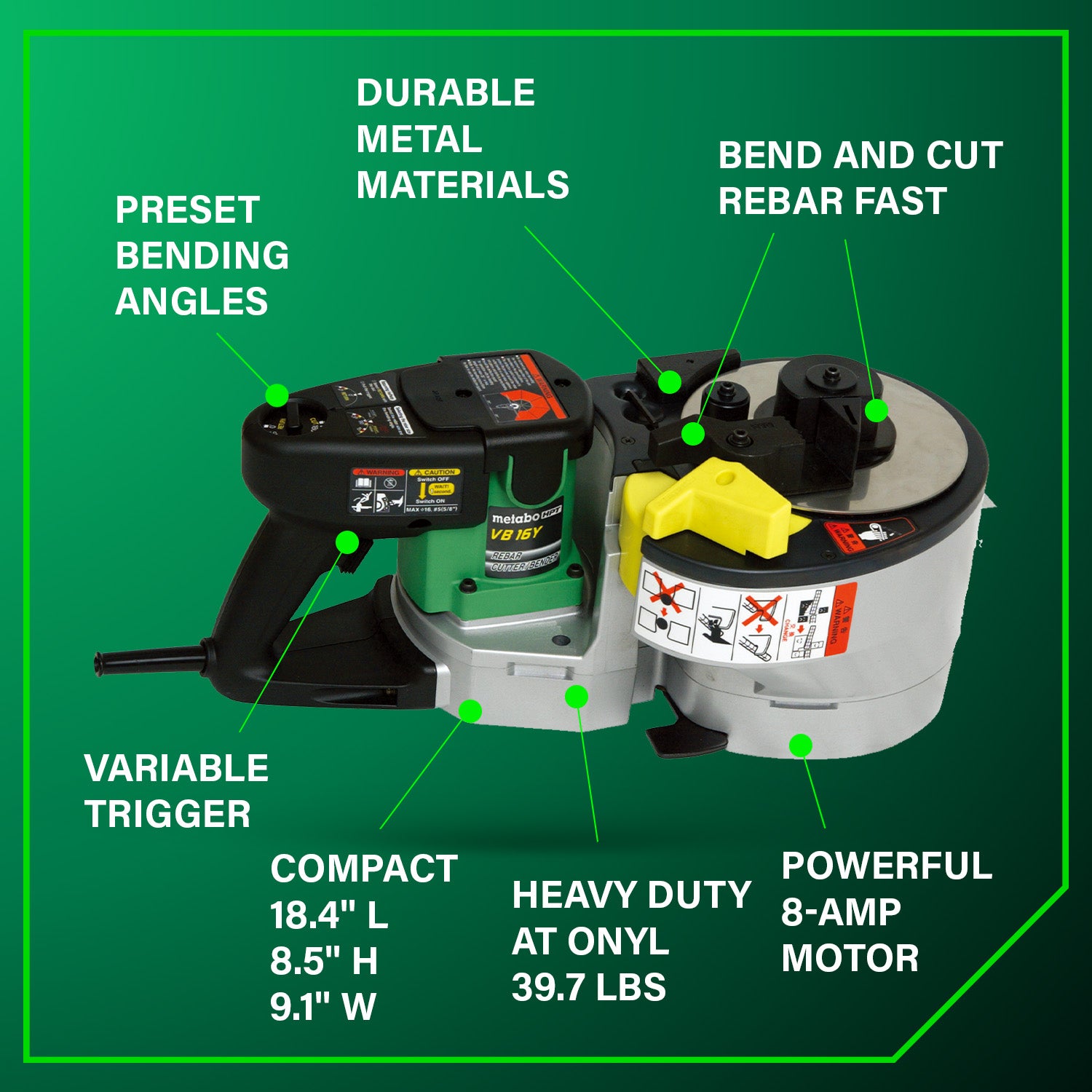 Metabo HPT Portable Rebar Bender and Cutter VB16Y
