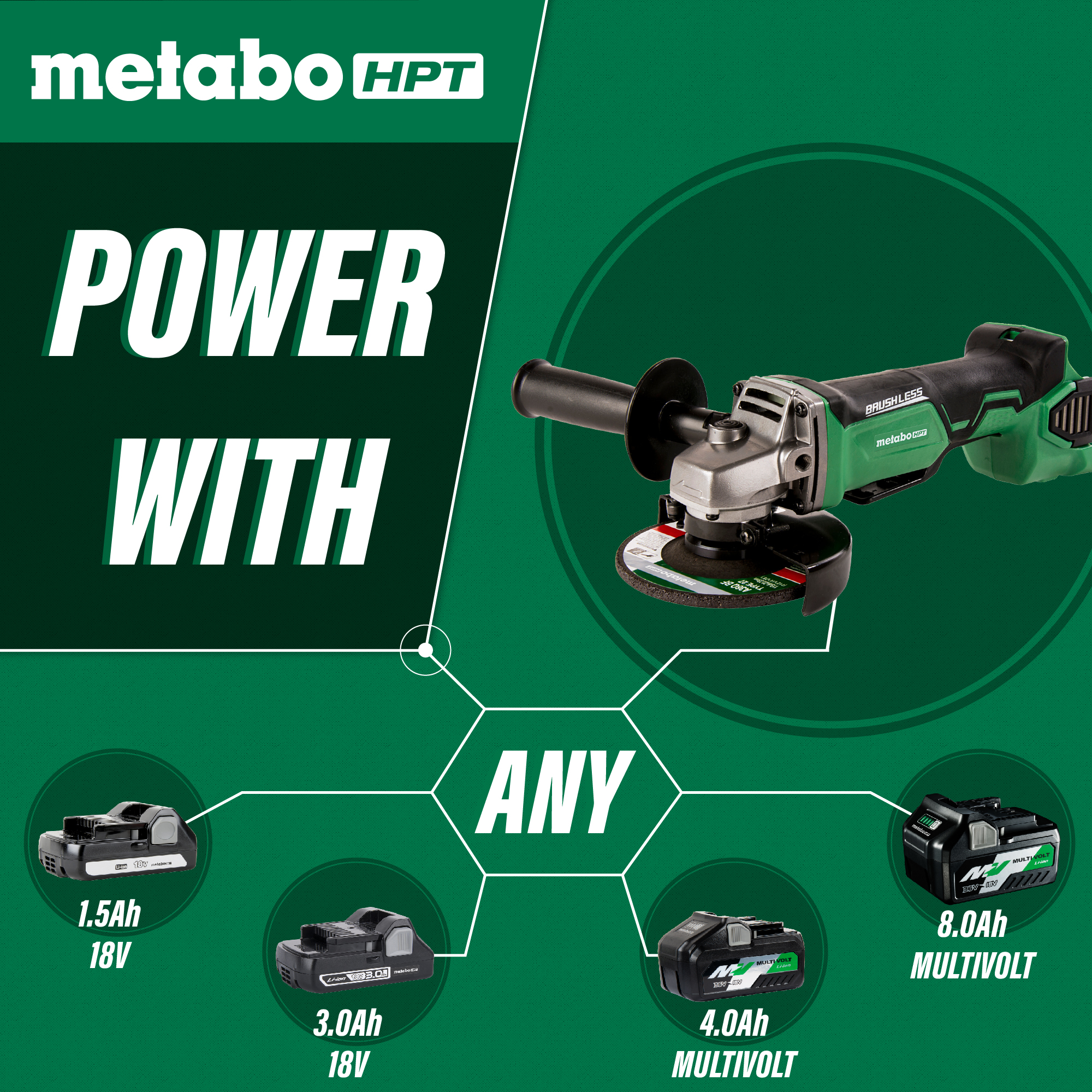 Metabo Meuleuse d'angle sans balais 18 V 4-1/2 pouces (corps uniquement) | Metabo HPT G18DBALQ4 G18DBALQ4