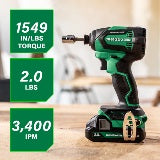 Metabo HPT Kit de perceuse à chocs sans fil MultiVolt™ 18 V (2,0 Ah x 2) | Metabo HPT WH18DEX WH18DEX