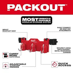 Milwaukee Accessoire à 3 crochets pour boîte à outils PACKOUT™ 48-22-8606