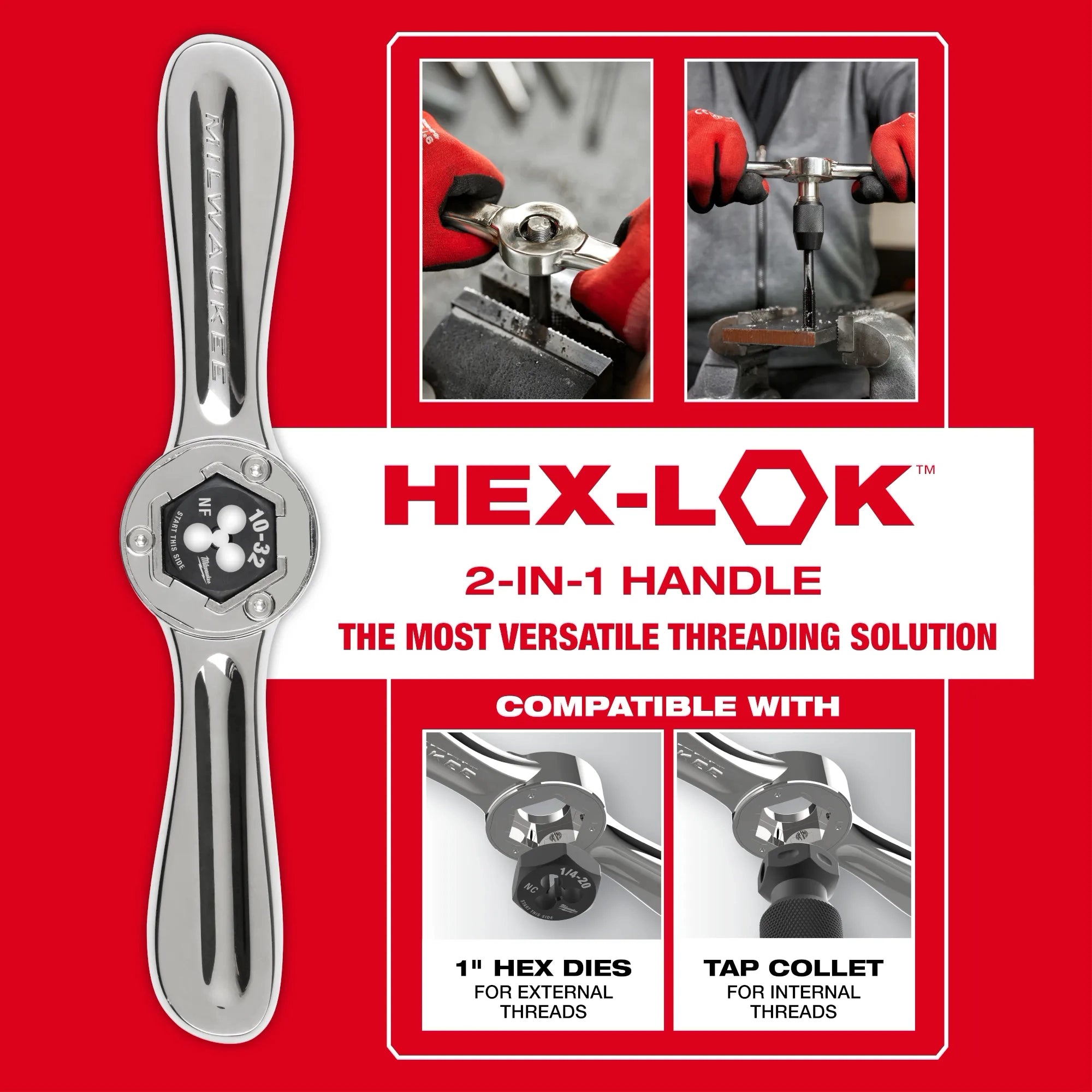Milwaukee Ensemble PACKOUT™ de 38 pièces SAE tarauds et matrices avec poignée Hex-LOK™ 2-en-1 49-22-5604