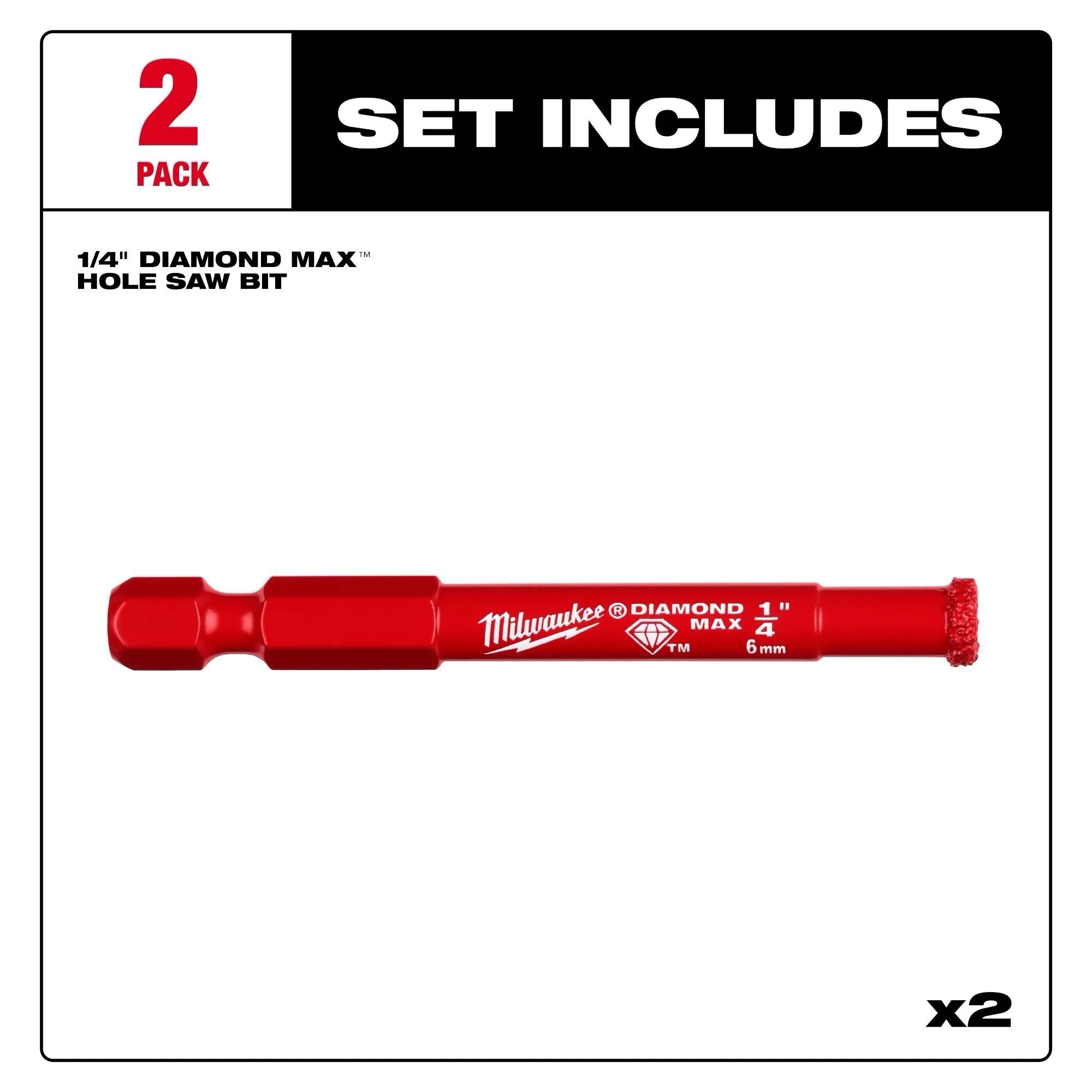 Milwaukee Milwaukee® Forets à trépan diamant 1/4" Diamond Max™ - 2 pièces 49-56-0501