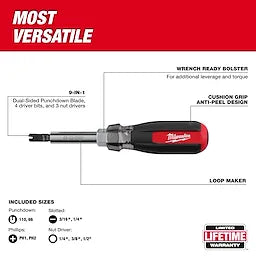 Milwaukee Tournevis multi-embouts 9 en 1 avec punchdown 48-22-2902
