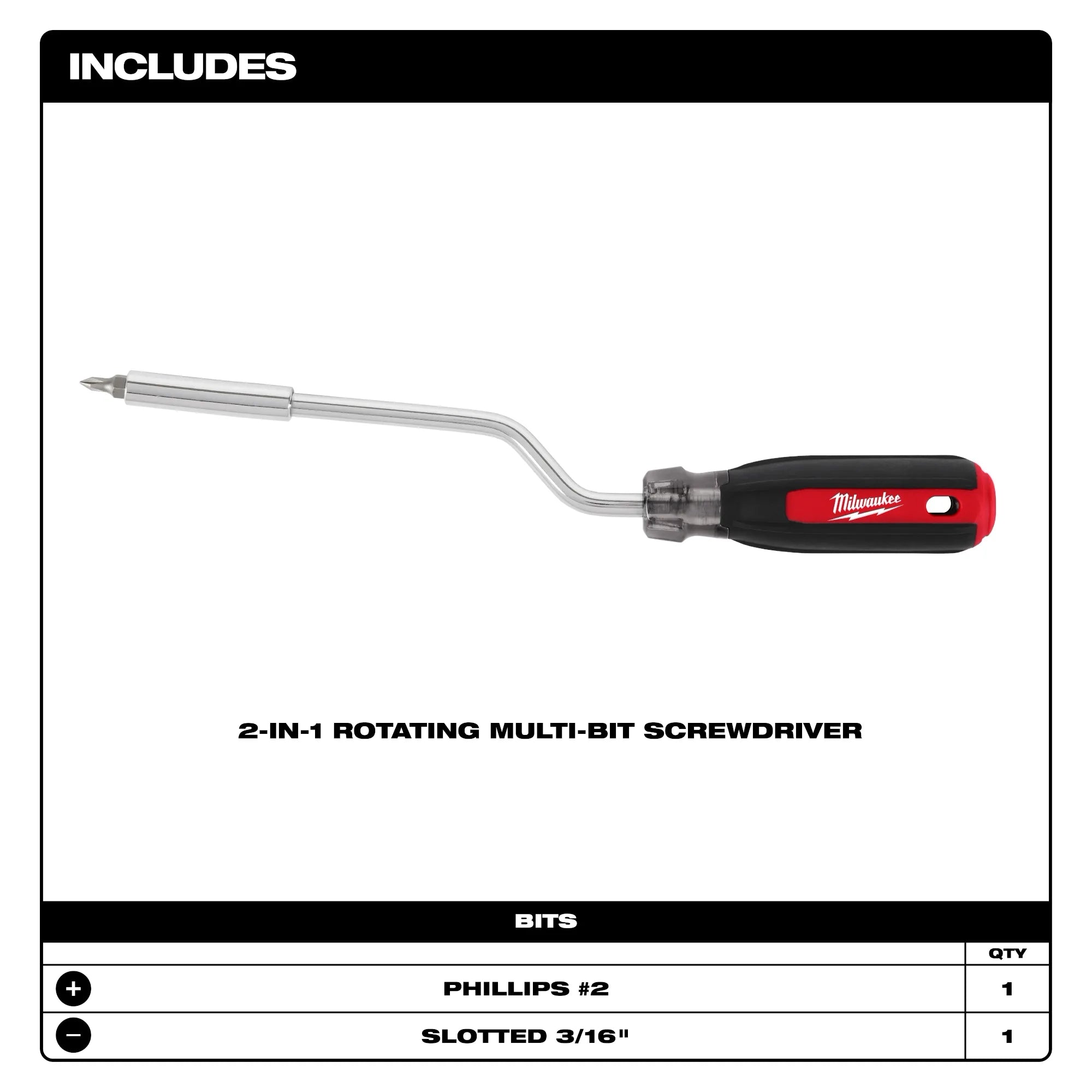 Milwaukee Tournevis multi-embouts rotatif 2-en-1 48-22-2916