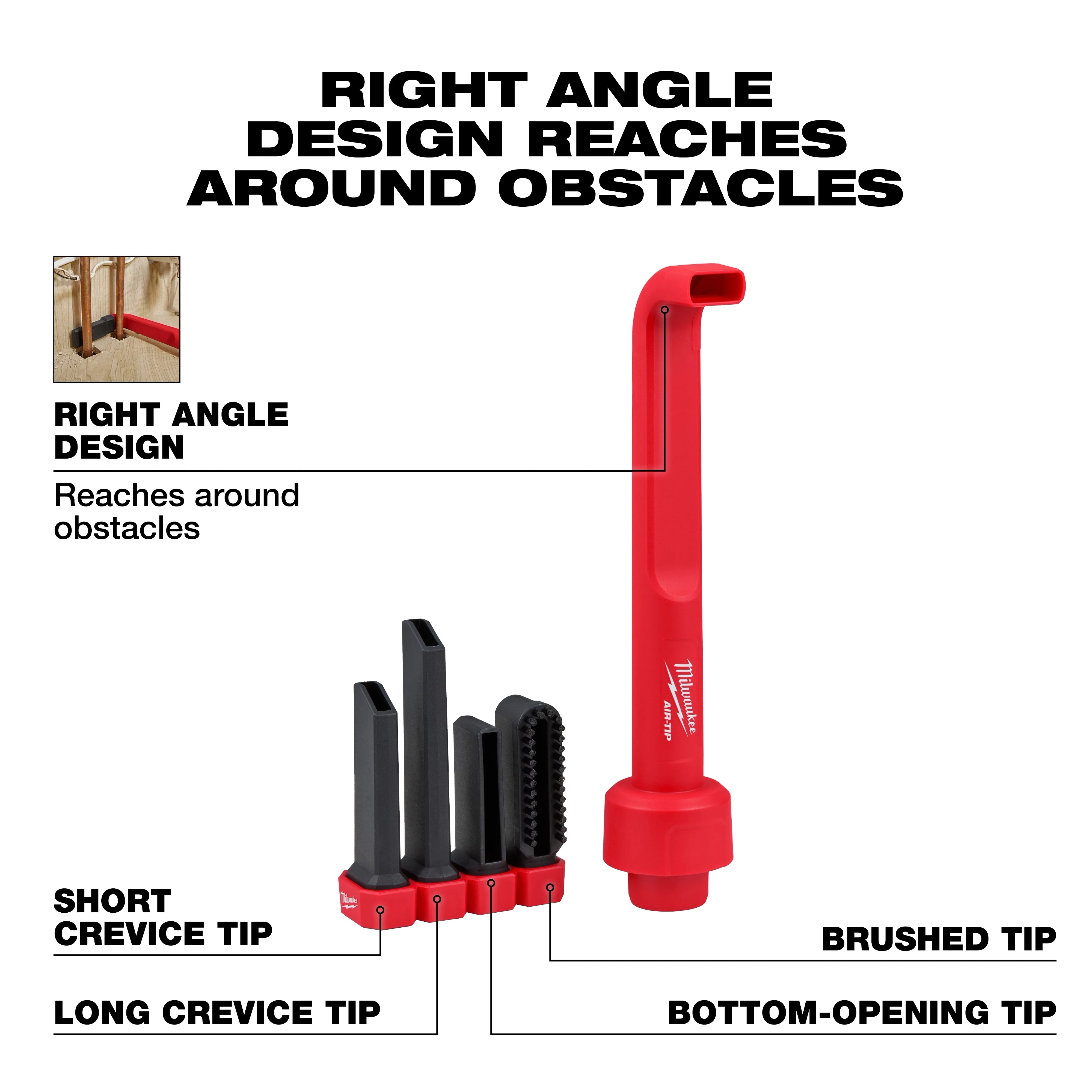 Milwaukee Outil de nettoyage à angle droit 4‑en‑1 AIR‑TIP™ 49-90-2026