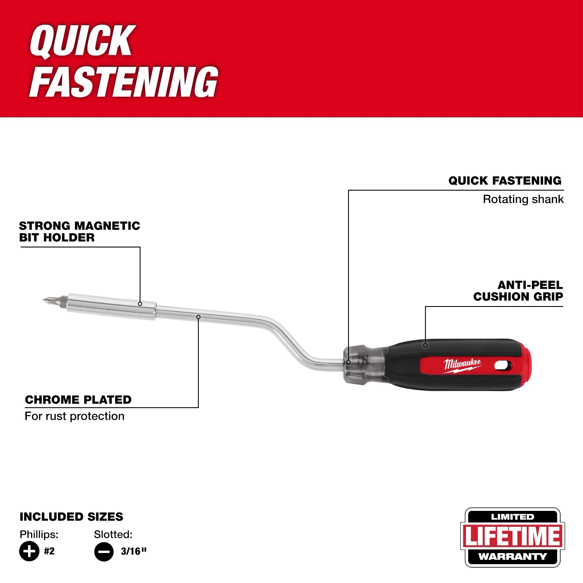Milwaukee Tournevis multi-embouts rotatif 2-en-1 48-22-2916