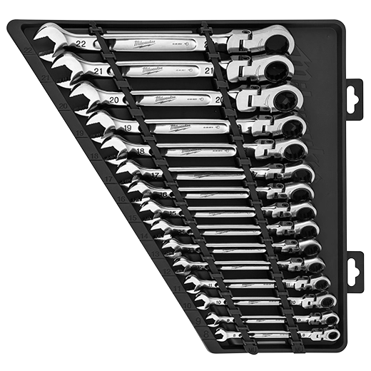 Milwaukee Set de clés combinées à cliquet à tête flexible métrique 15 pièces 48-22-9513